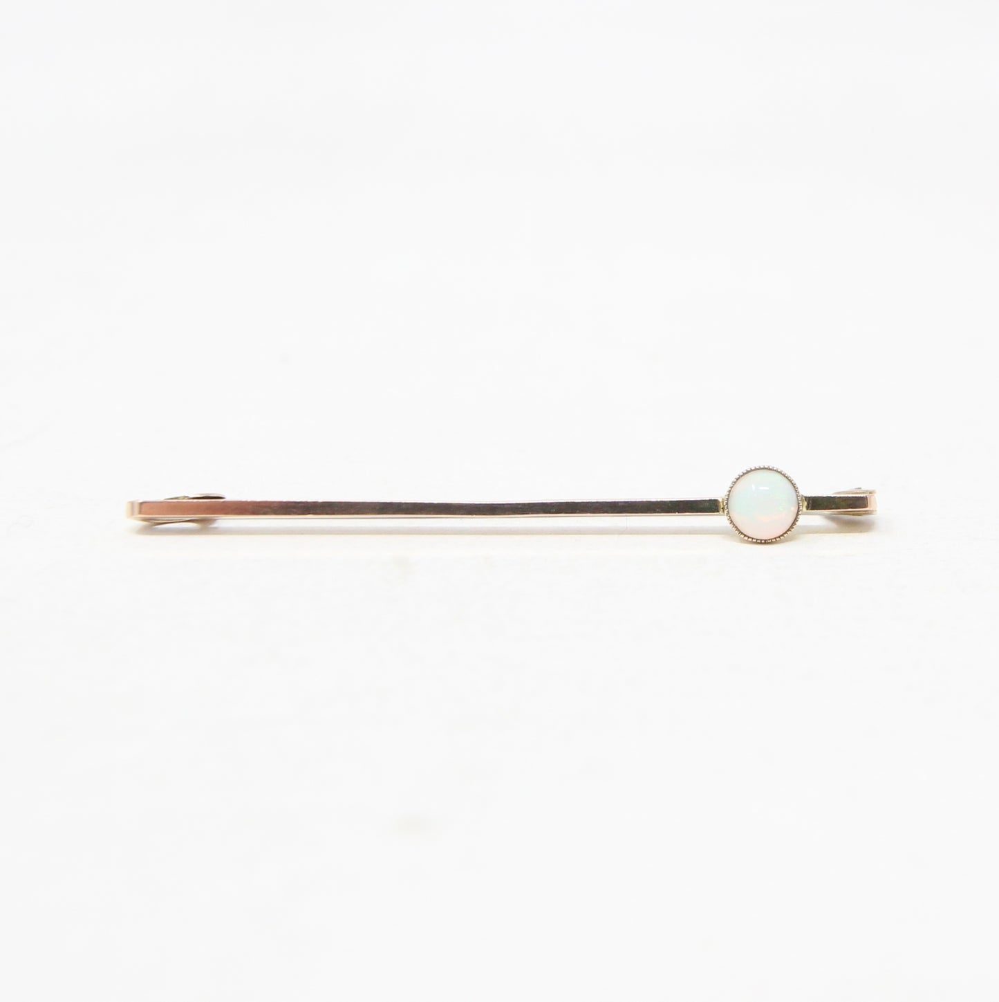 Antique Art Deco Hallmarked Solid 9ct 9k Gold Bezel Opal Bar Brooch Safety Pin