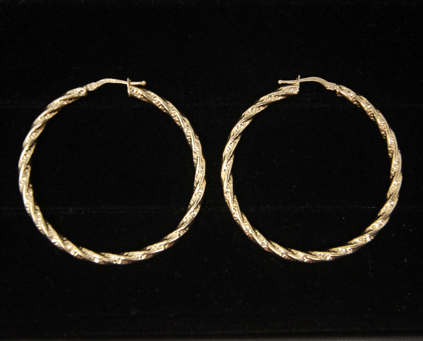 Vintage Hallmarked Solid 9ct 9k Gold Large Twisted Hoop Earrings 4.5cm