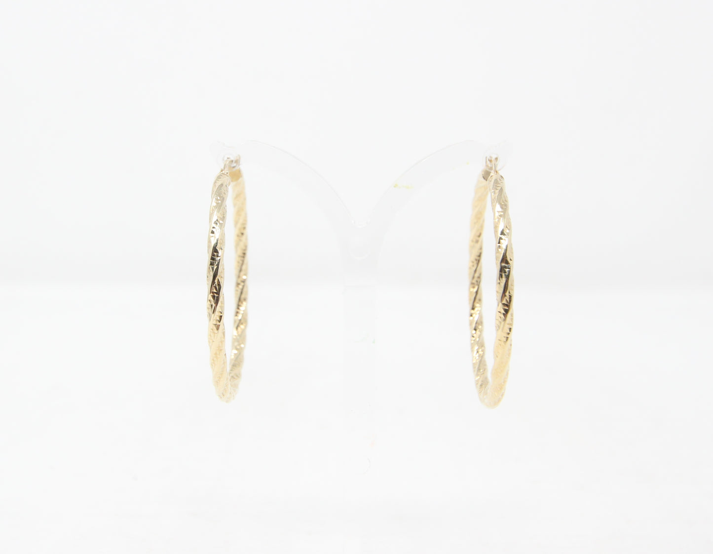 Vintage Hallmarked Solid 9ct 9k Gold Large Twisted Hoop Earrings 4.5cm