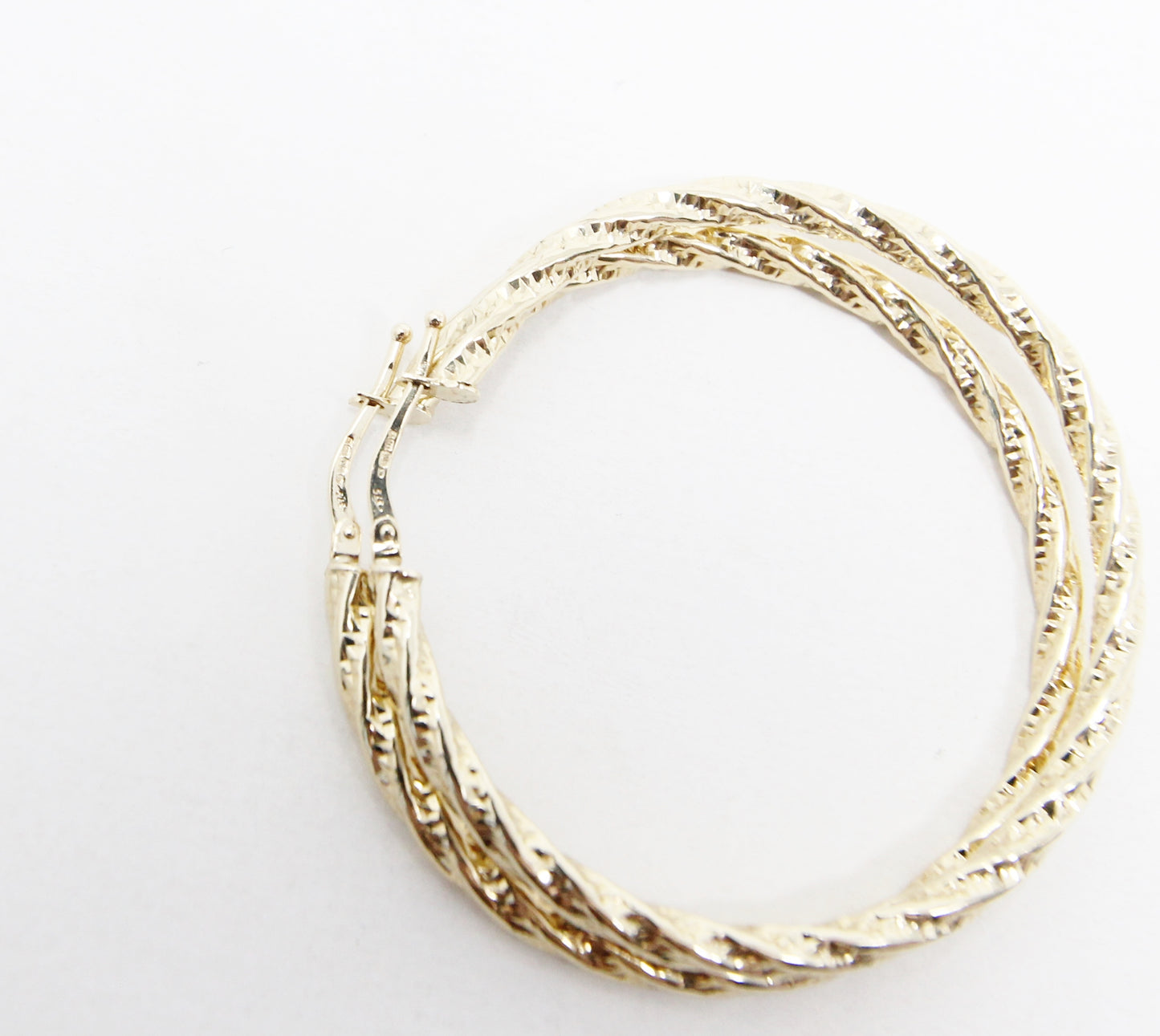 Vintage Hallmarked Solid 9ct 9k Gold Large Twisted Hoop Earrings 4.5cm