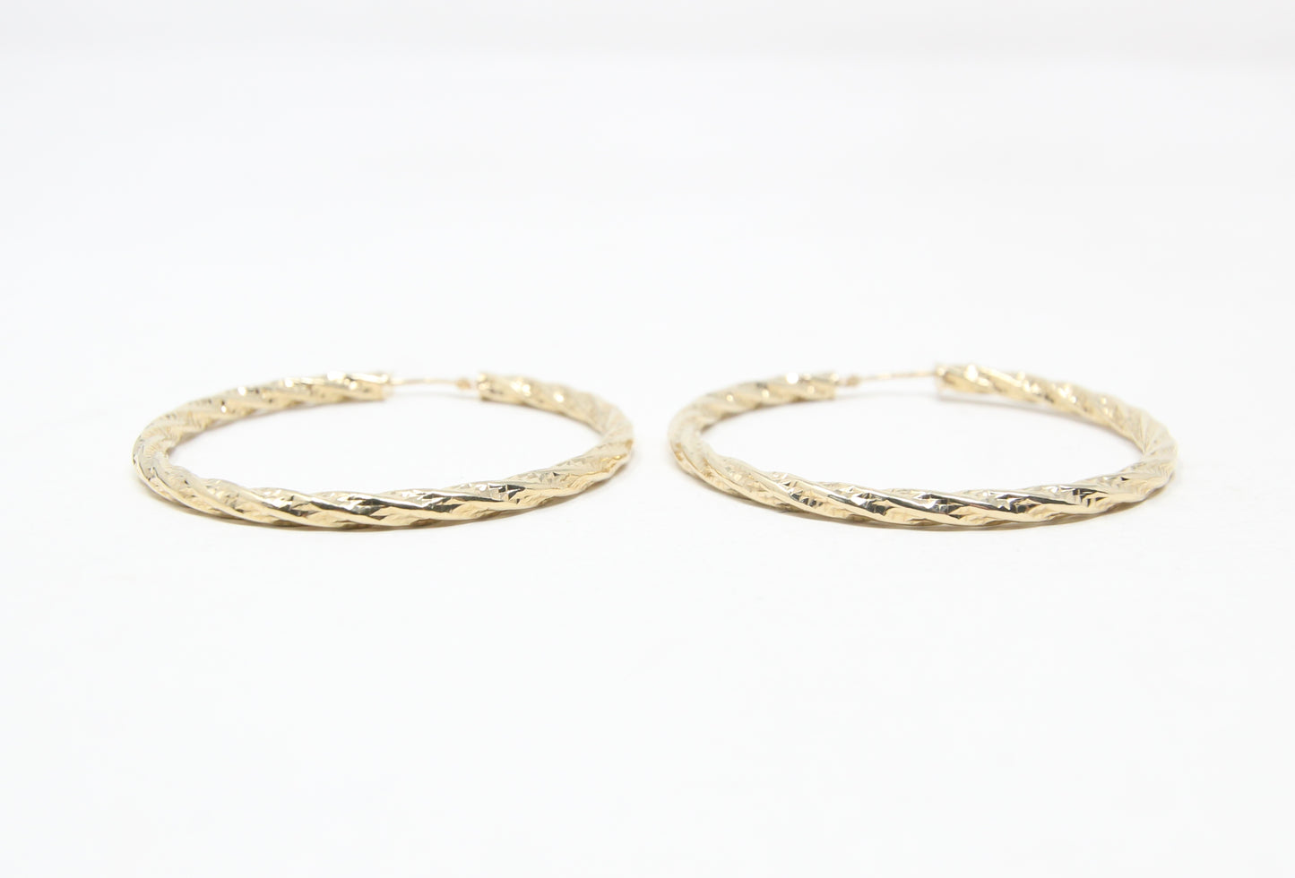 Vintage Hallmarked Solid 9ct 9k Gold Large Twisted Hoop Earrings 4.5cm