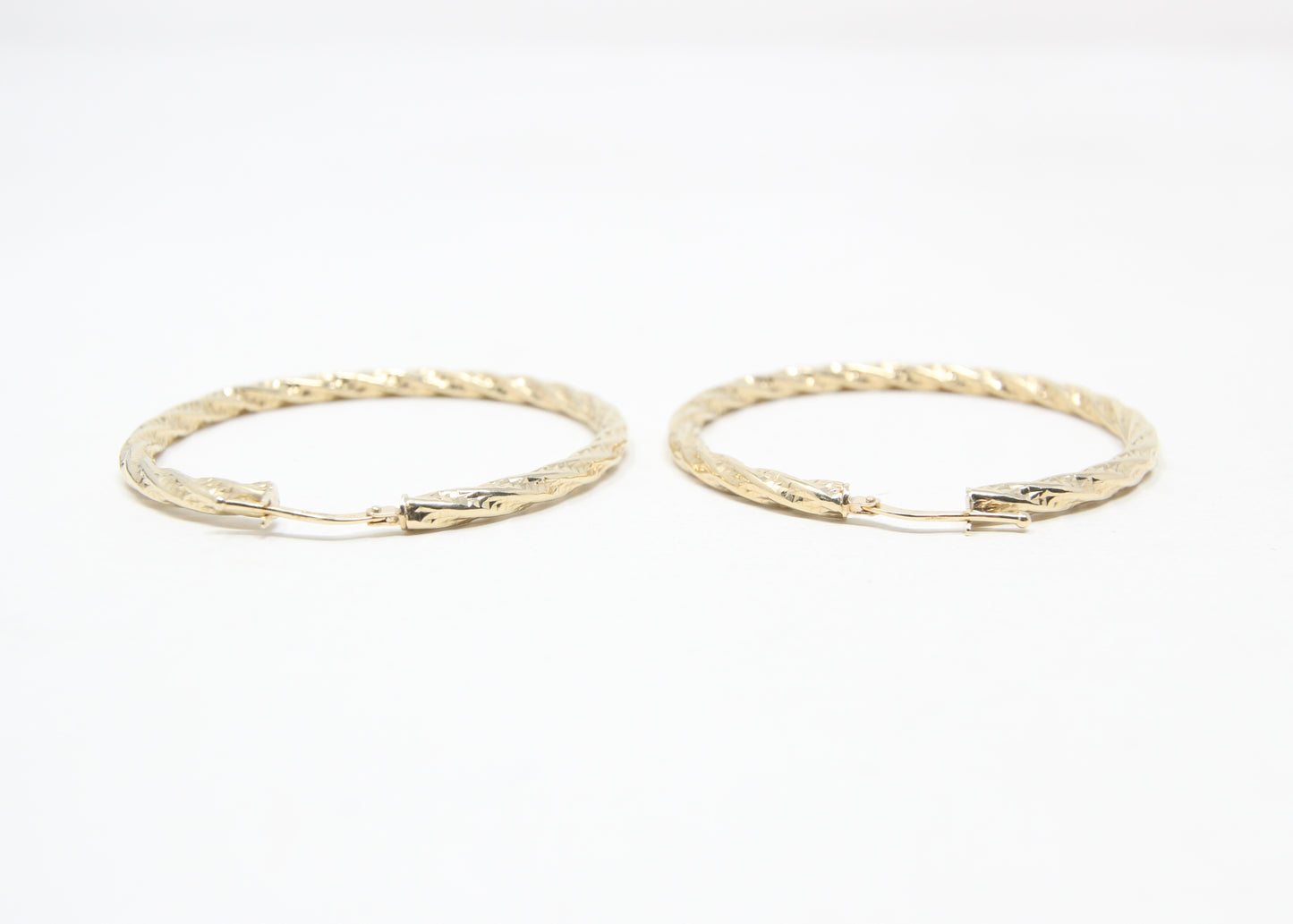 Vintage Hallmarked Solid 9ct 9k Gold Large Twisted Hoop Earrings 4.5cm