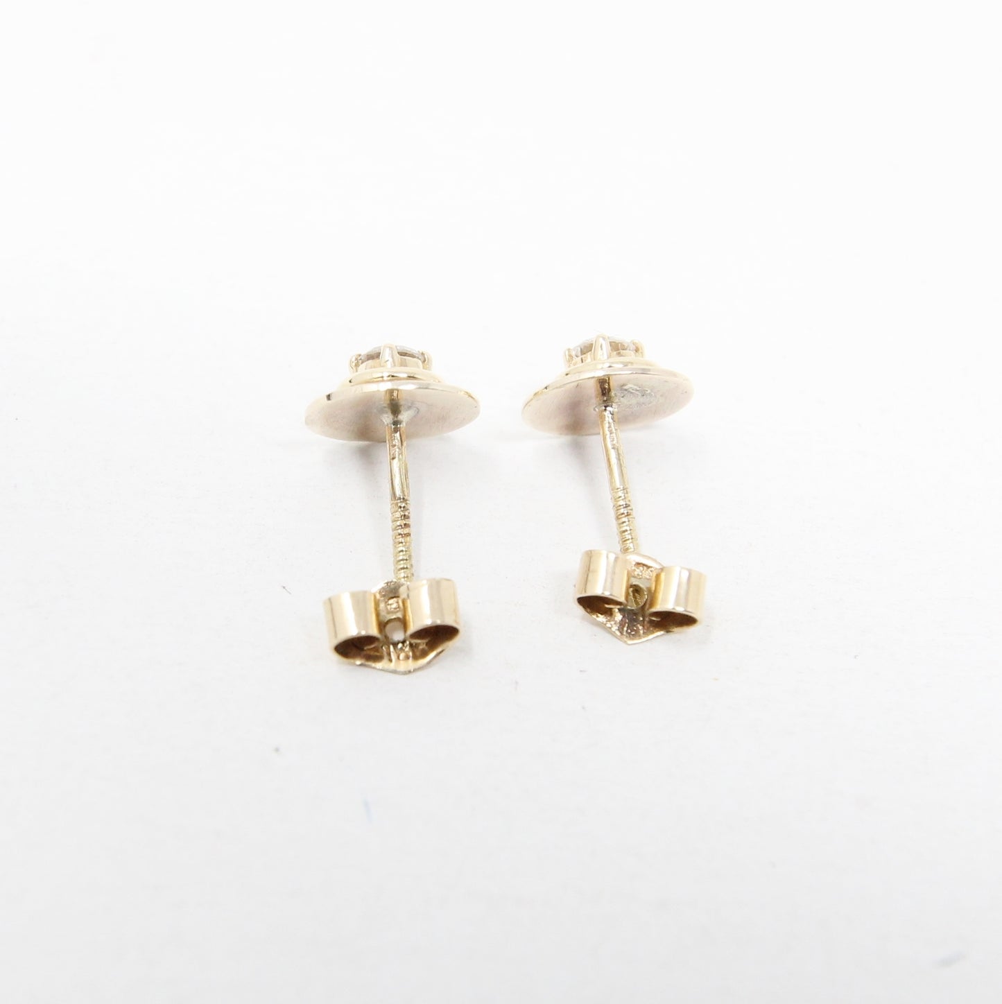 Vintage Hand Made Solid 18ct 18k Gold 0.2Ct Diamond Target Stud Earrings