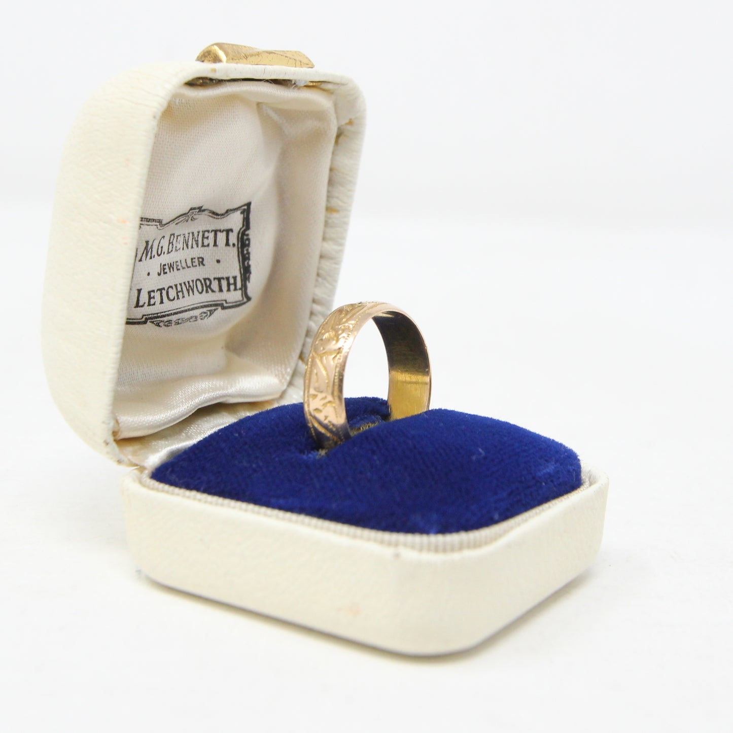 Antique Edwardian 1908 Chester Hallmarked Solid 18ct 18k Gold Floral Ivy Band Ring Size L