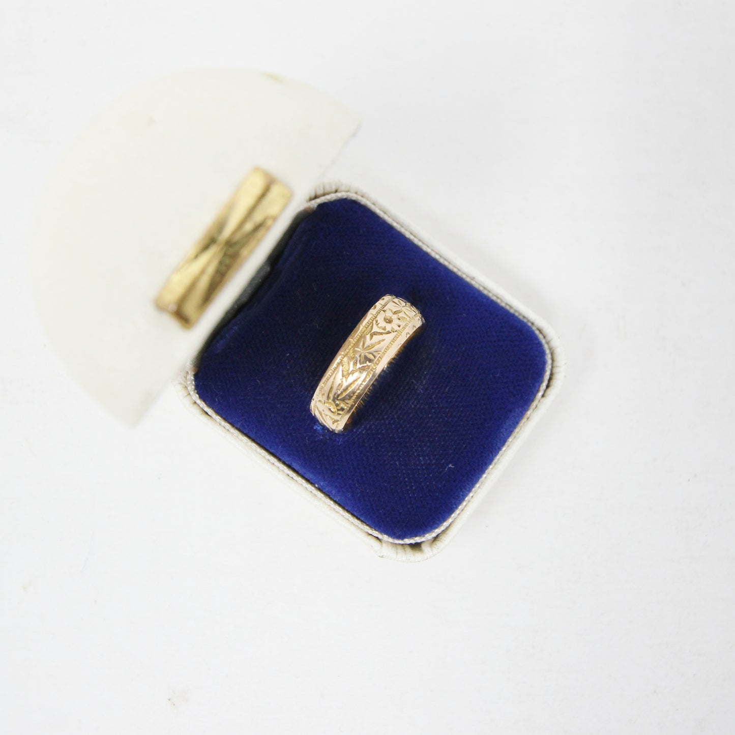 Antique Edwardian 1908 Chester Hallmarked Solid 18ct 18k Gold Floral Ivy Band Ring Size L