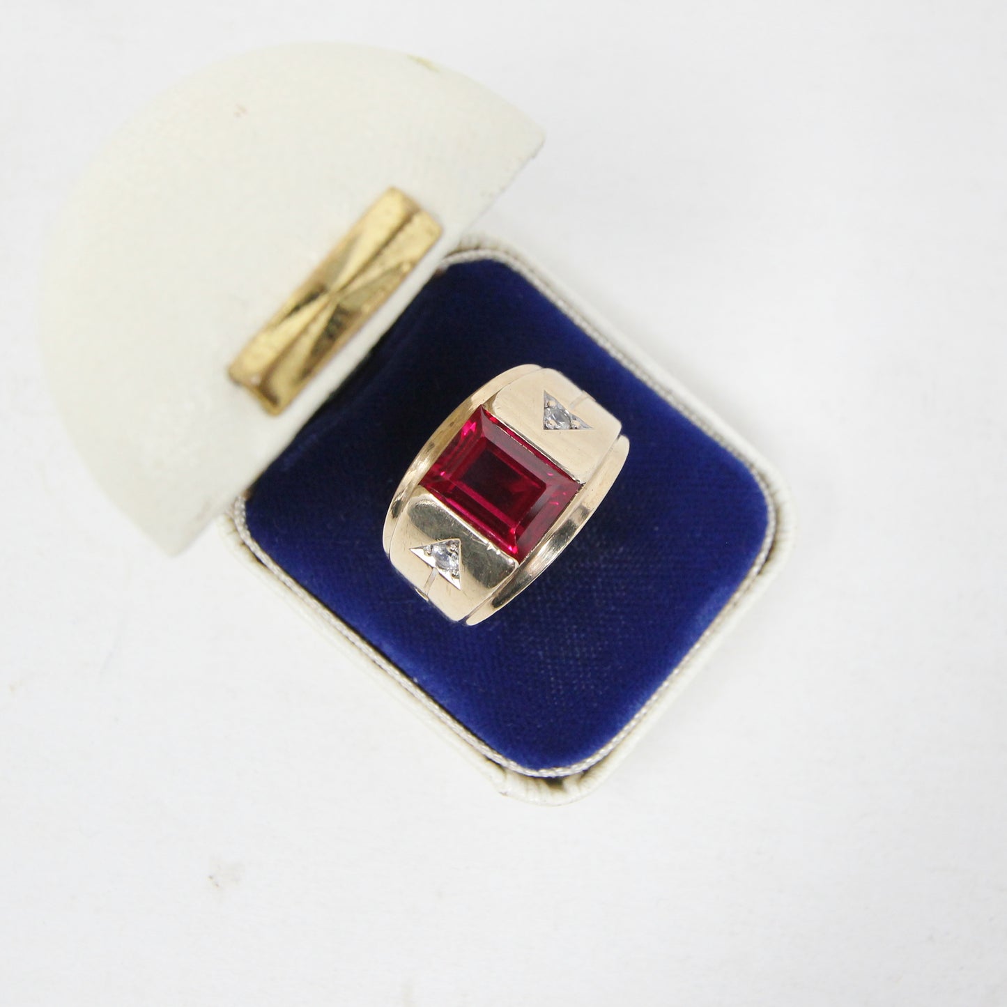 Vintage Art Deco American Hallmarked Solid 10ct 10k Gold Ruby & Spinel Ring Size Q