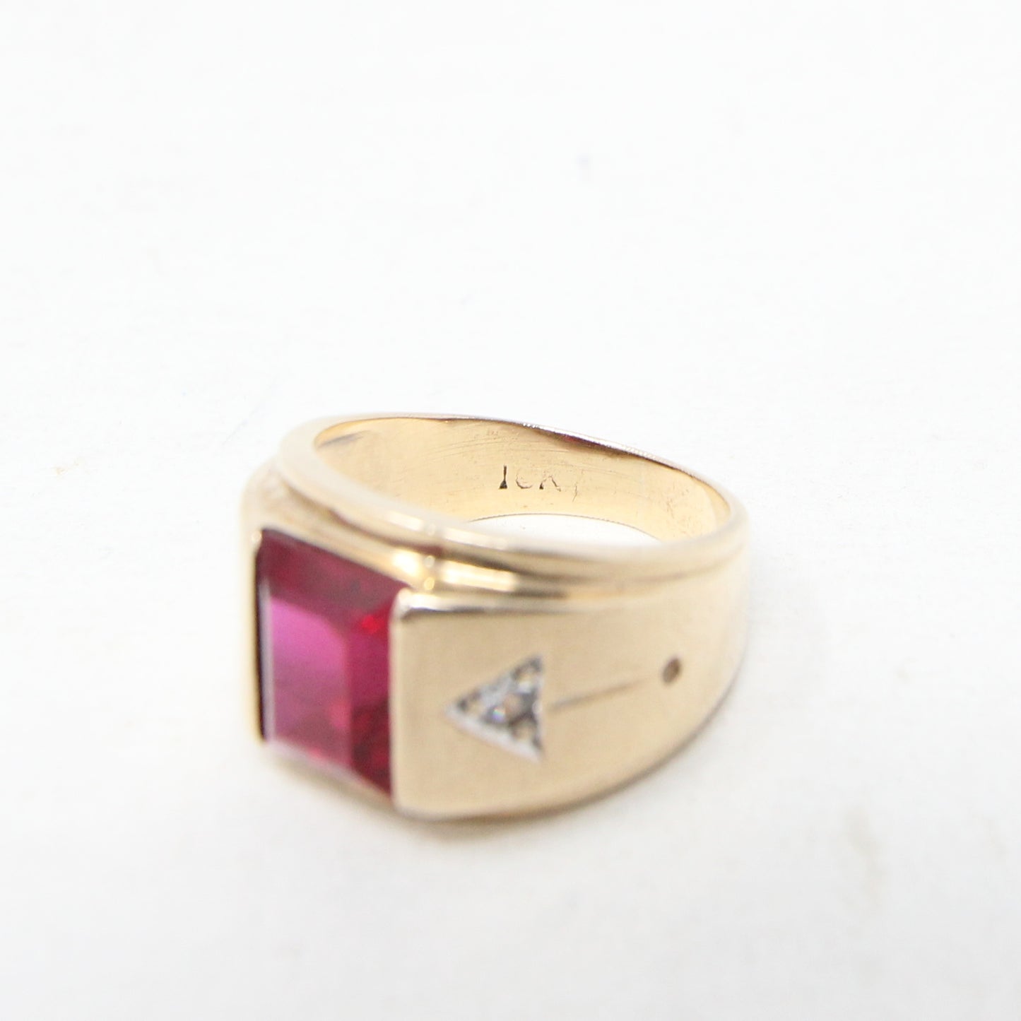 Vintage Art Deco American Hallmarked Solid 10ct 10k Gold Ruby & Spinel Ring Size Q