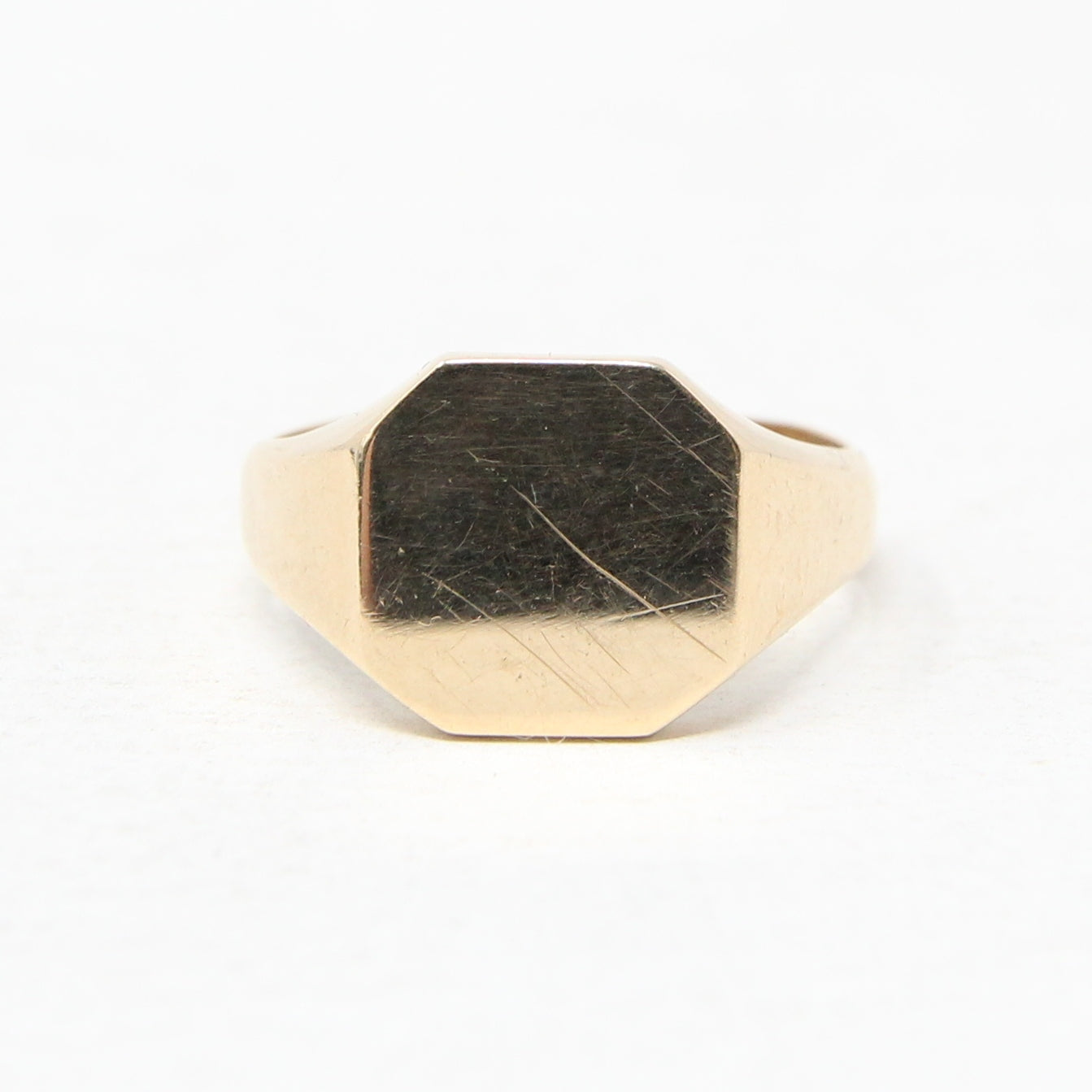 Antique Art Deco 1926 Hallmarked Solid 9ct 9k Gold Plain Signet Ring Size R 5.6g