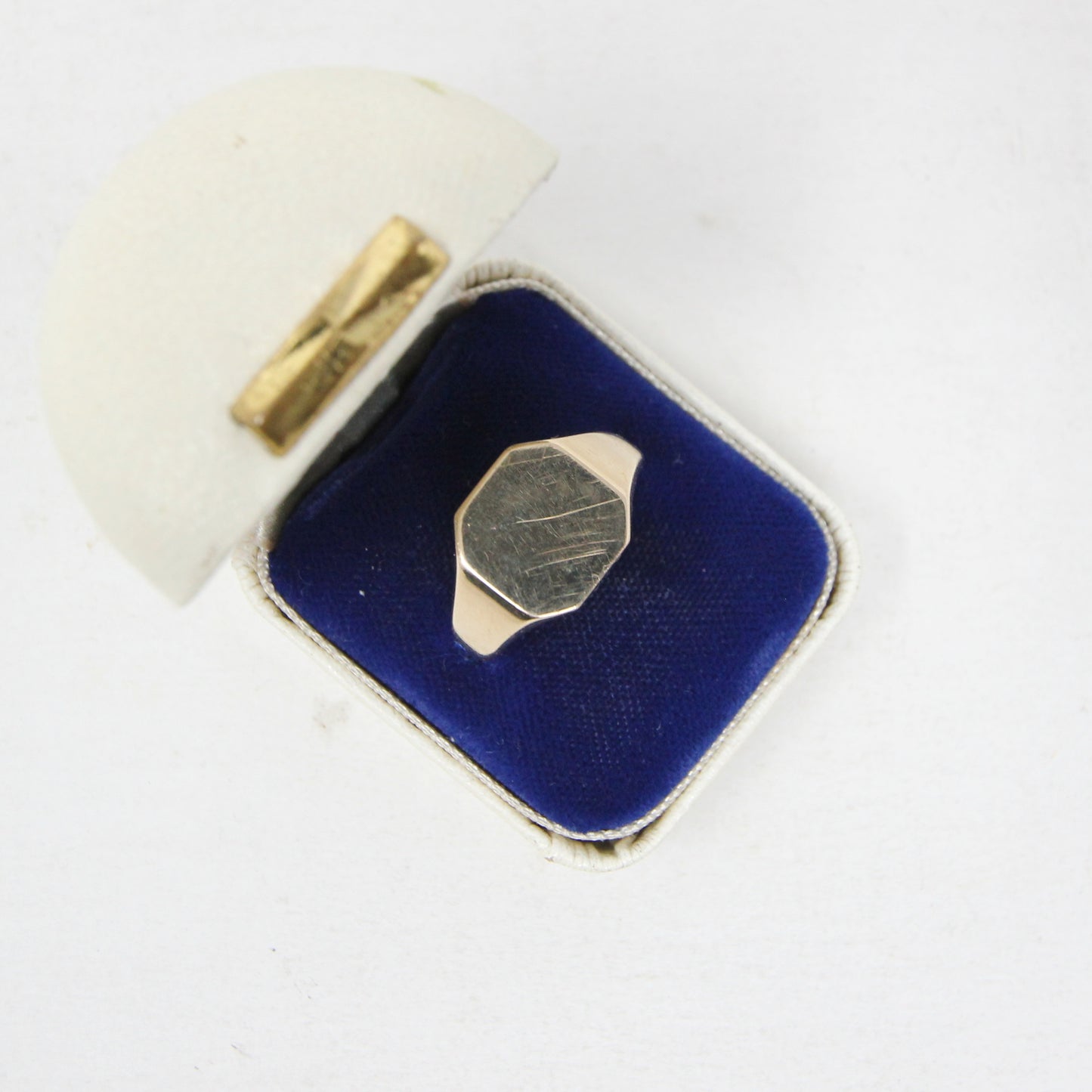 Antique Art Deco 1926 Hallmarked Solid 9ct 9k Gold Plain Signet Ring Size R 5.6g