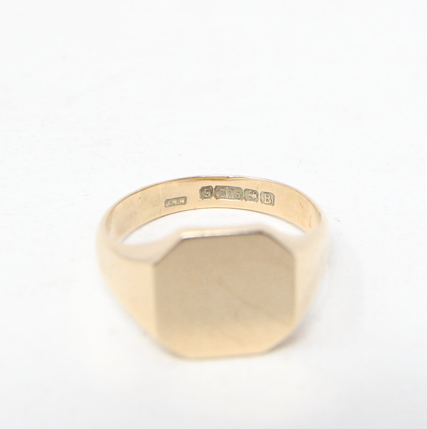 Antique Art Deco 1926 Hallmarked Solid 9ct 9k Gold Plain Signet Ring Size R 5.6g