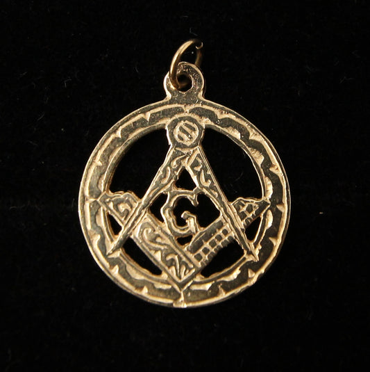 Vintage English Hallmarked Solid 9ct Gold Masonic Masons Pendant Charm