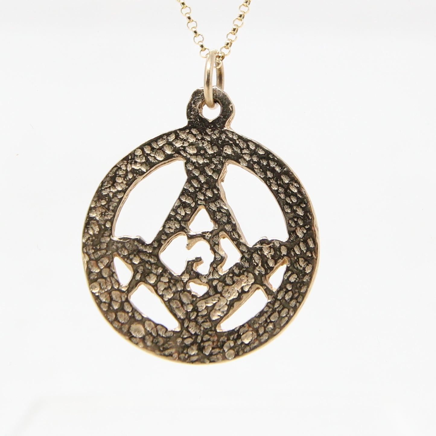 Vintage English Hallmarked Solid 9ct Gold Masonic Masons Pendant Charm