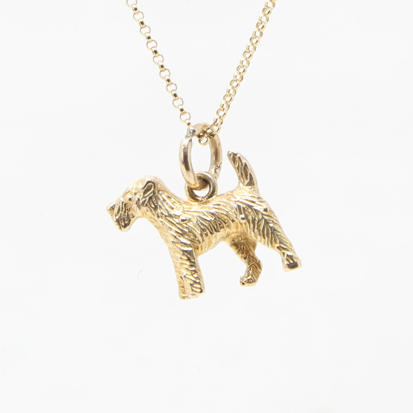Vintage Solid 9ct Gold Terrier Dog Pendant Charm