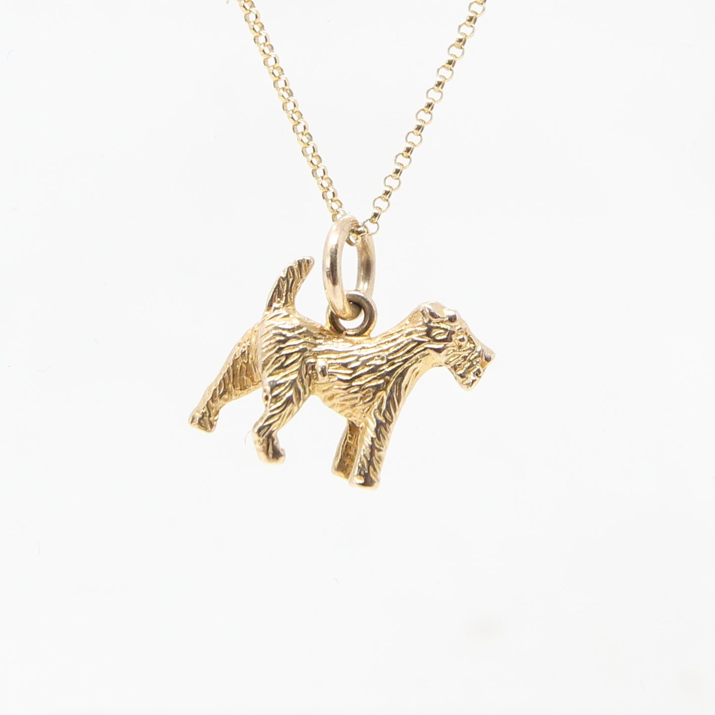 Vintage Solid 9ct Gold Terrier Dog Pendant Charm