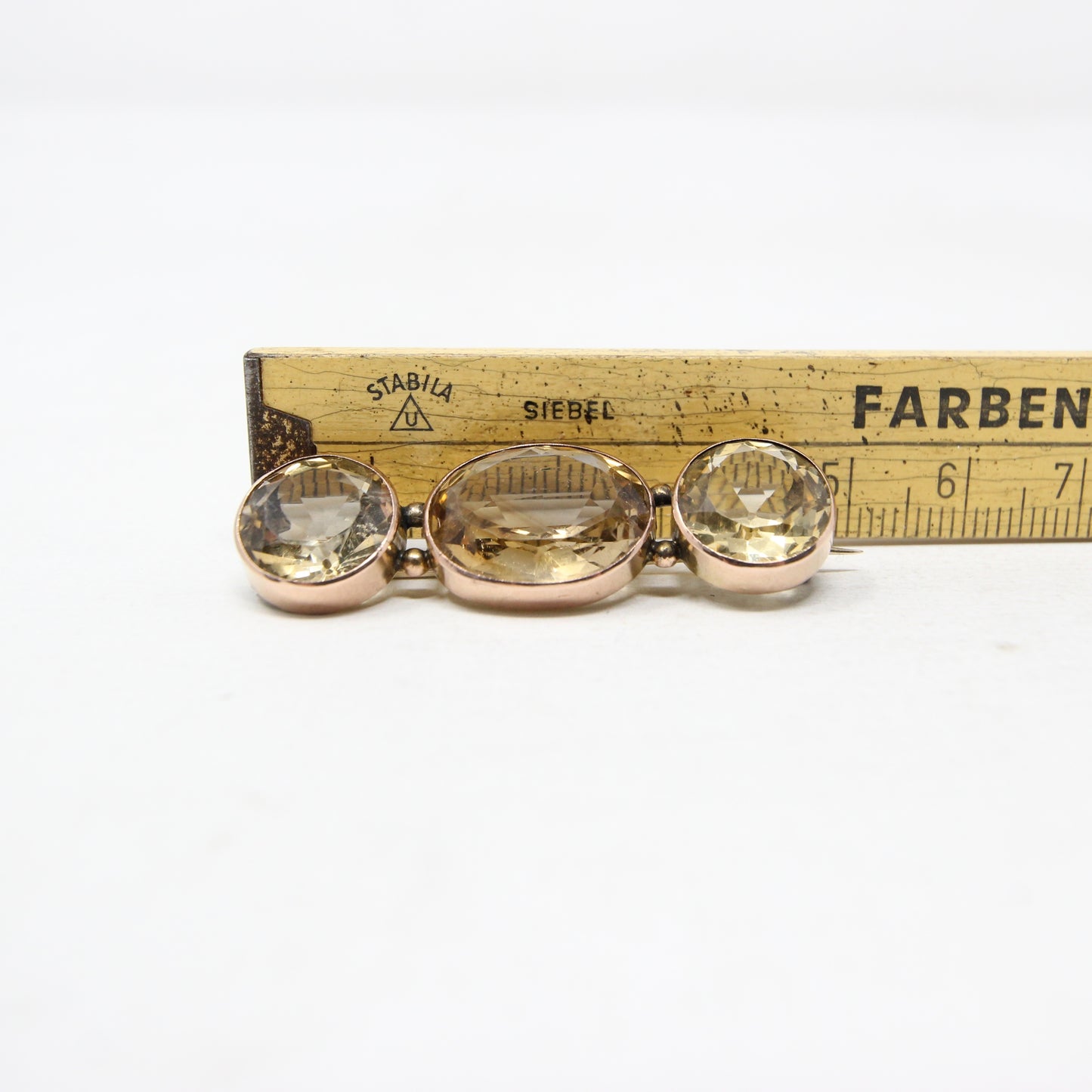 Antique Victorian English Hallmarked 9ct Rolled Gold 13.2Ct Citrine Statement Brooch