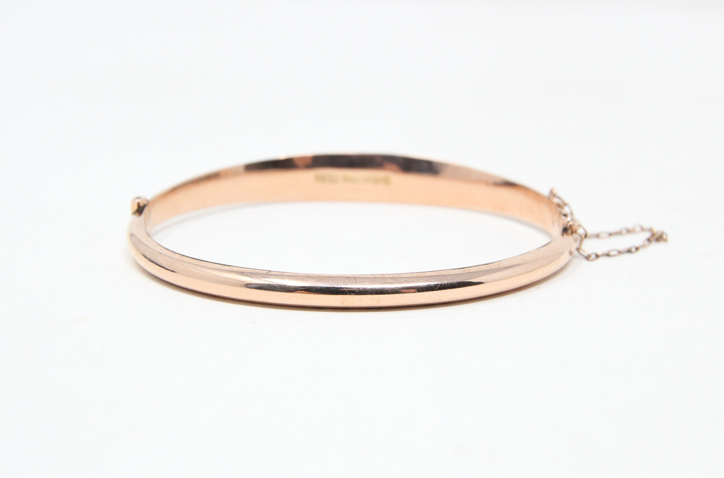Antique 1910 English Hallmarked Solid 9ct Rose Gold Engraved Bangle Bracelet