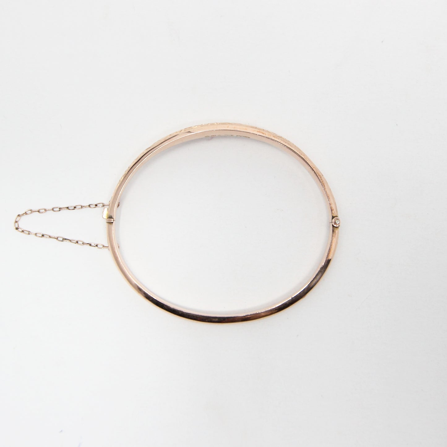 Antique 1910 English Hallmarked Solid 9ct Rose Gold Engraved Bangle Bracelet