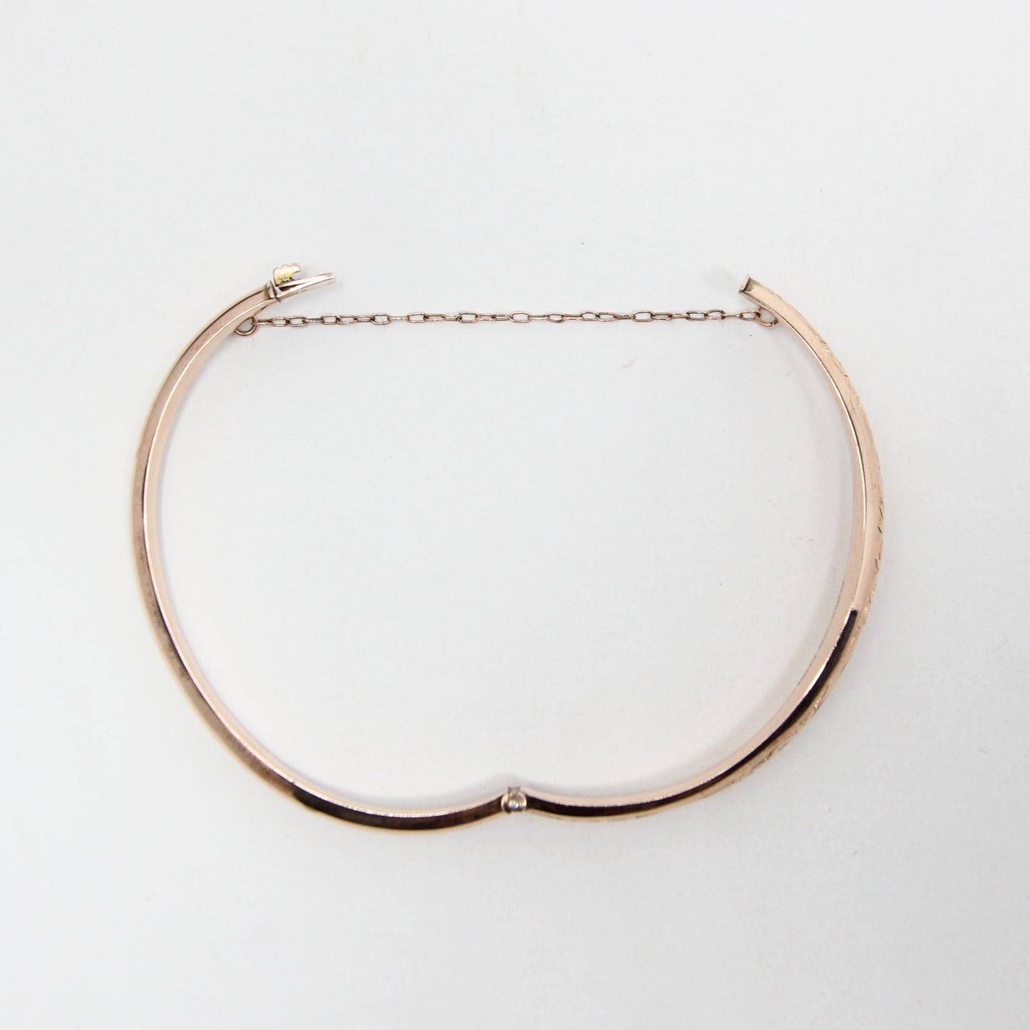 Antique 1910 English Hallmarked Solid 9ct Rose Gold Engraved Bangle Bracelet