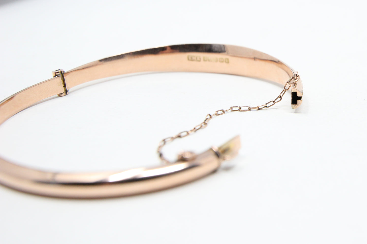 Antique 1910 English Hallmarked Solid 9ct Rose Gold Engraved Bangle Bracelet