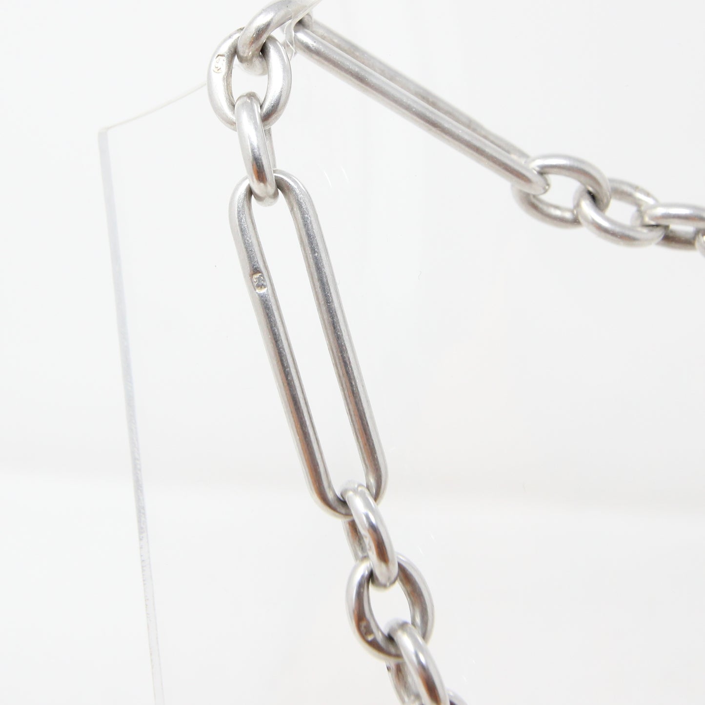 Antique 1876 Hallmarked Solid Sterling Silver Trombone Double Albert Chain Necklace 17'' 57g