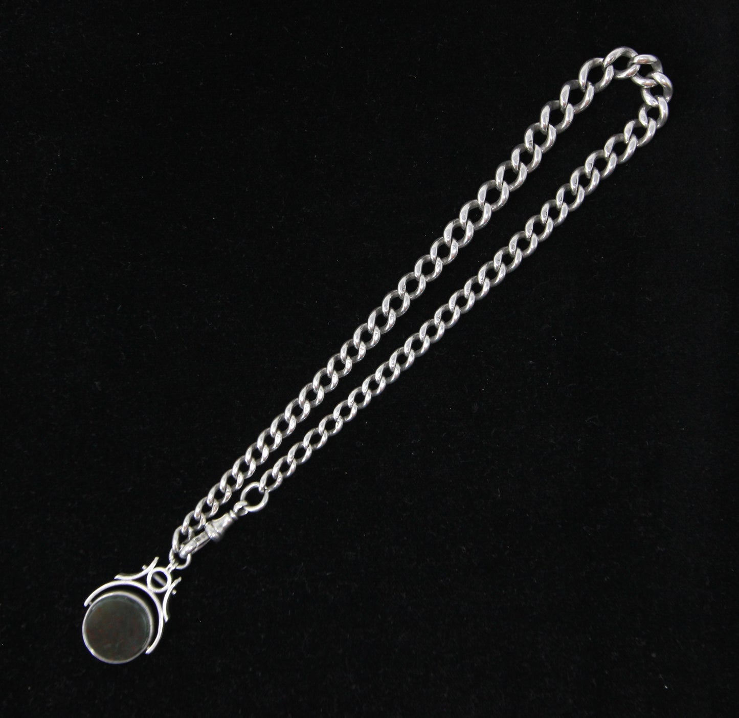 Antique 1833 Hallmarked Solid Sterling Silver Single Albert Curb Chain Swivel Fob 13.75'' 38g