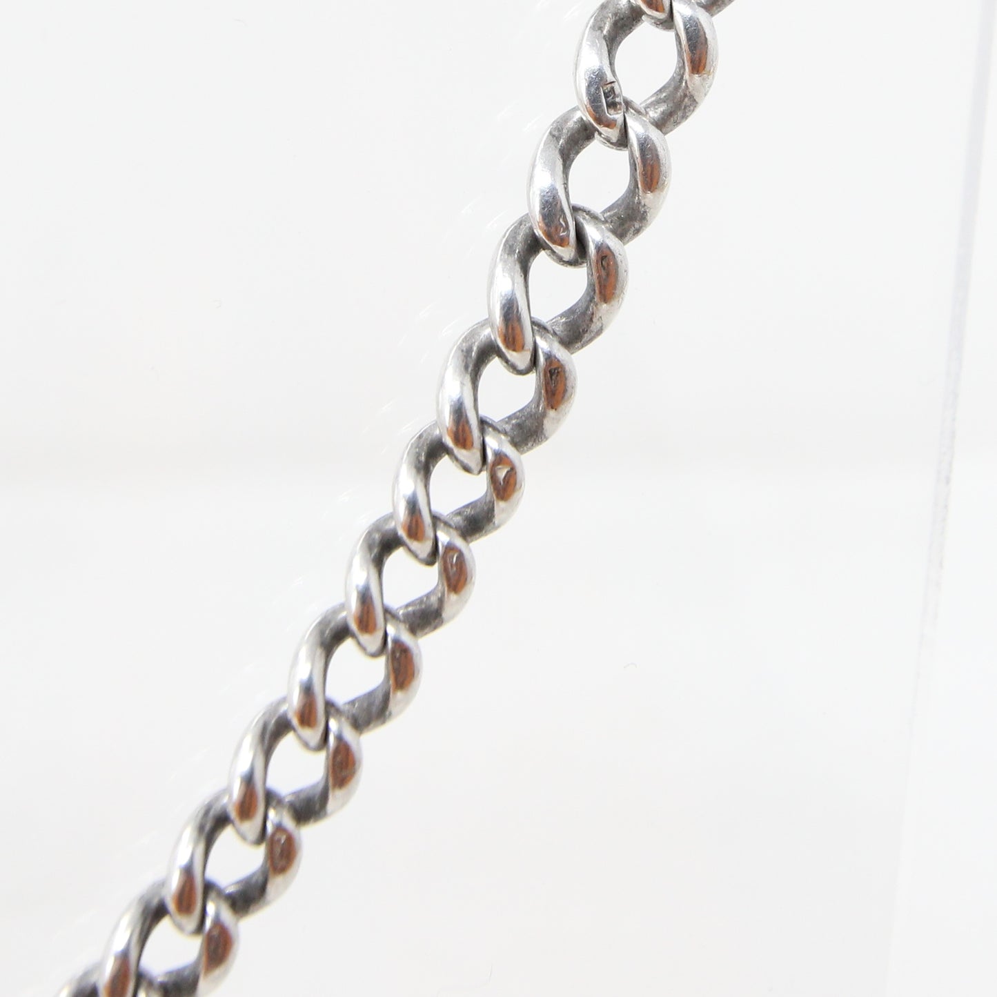 Antique 1833 Hallmarked Solid Sterling Silver Single Albert Curb Chain Swivel Fob 13.75'' 38g