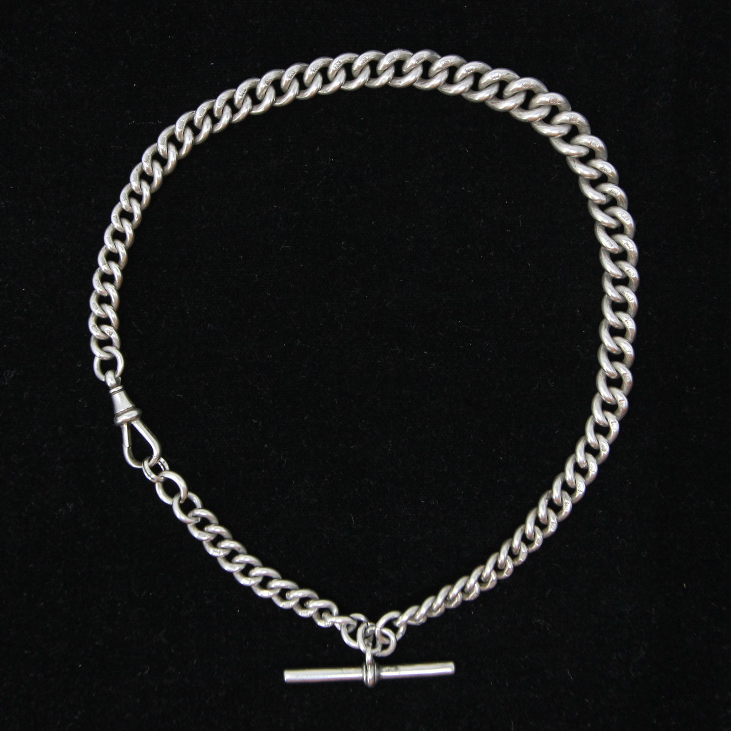 Antique 1899 Hallmarked Solid Sterling Silver Double Albert Chain Necklace 13.5'' 45g