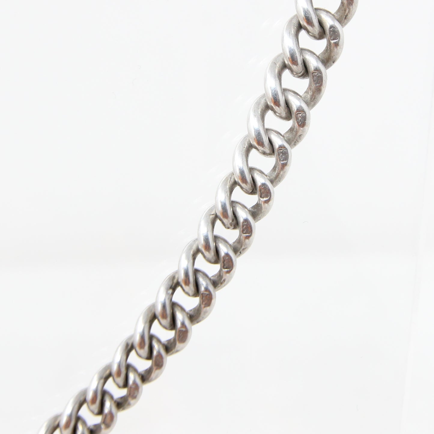 Antique 1899 Hallmarked Solid Sterling Silver Double Albert Chain Necklace 13.5'' 45g