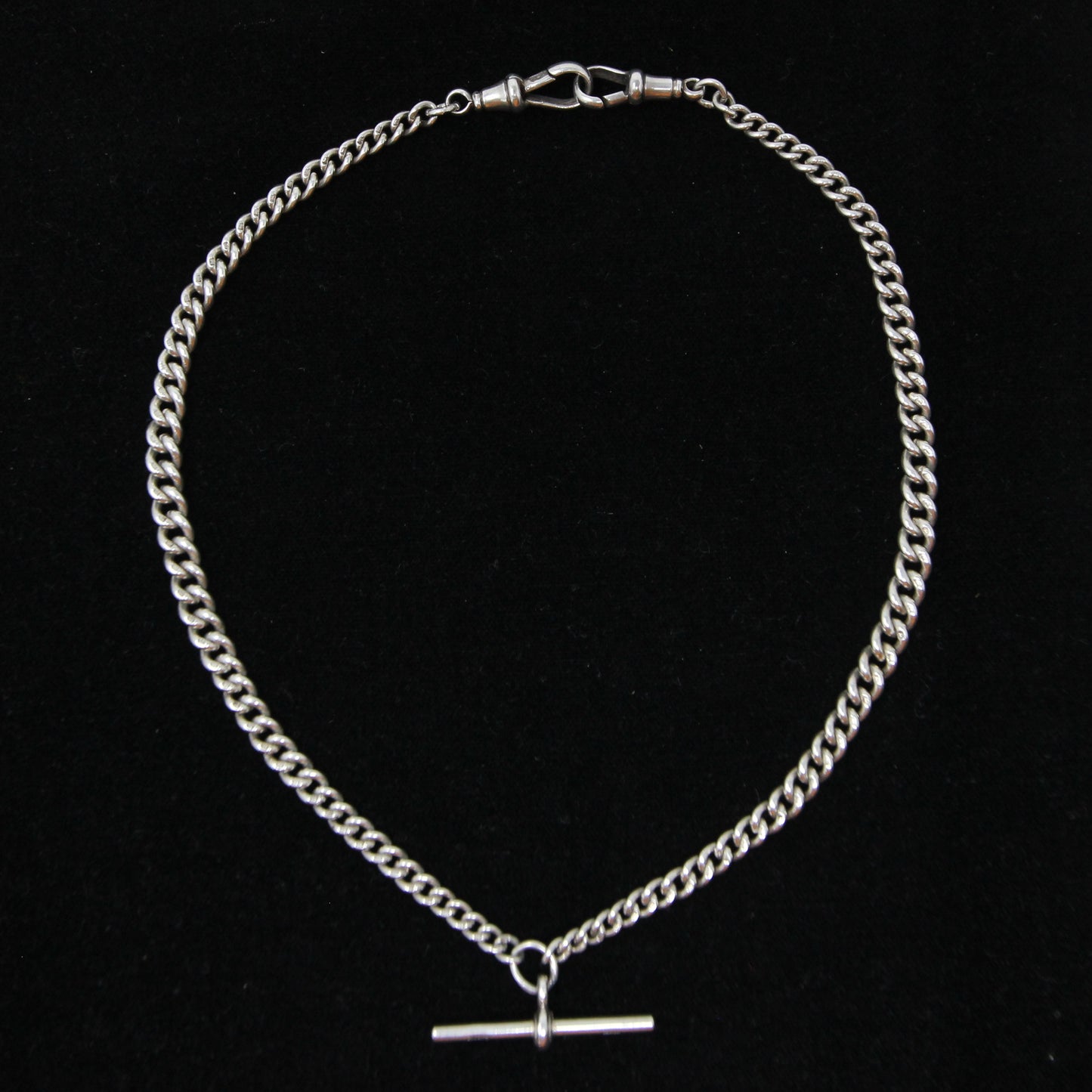Antique 1936 Hallmarked Solid Sterling Silver Double Albert Chain Necklace 15.5'' 29g