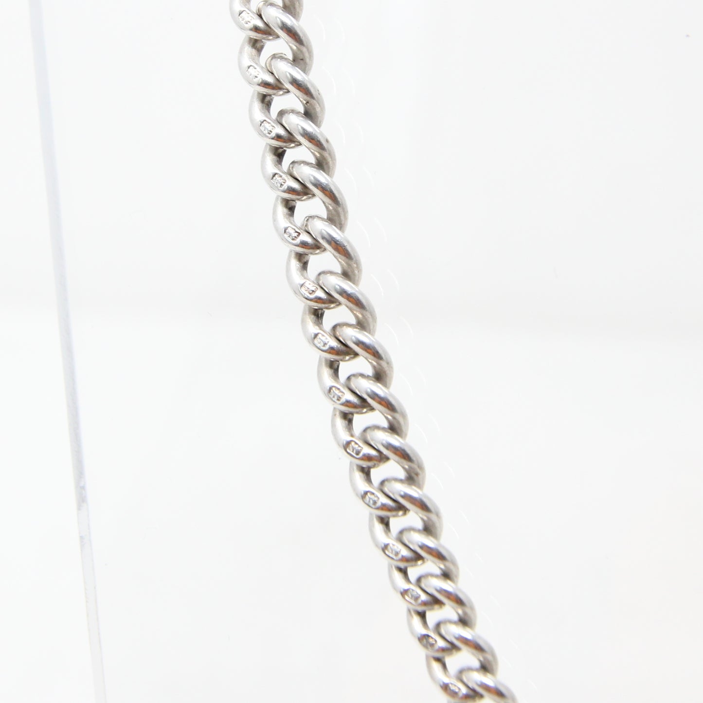 Antique 1936 Hallmarked Solid Sterling Silver Double Albert Chain Necklace 15.5'' 29g