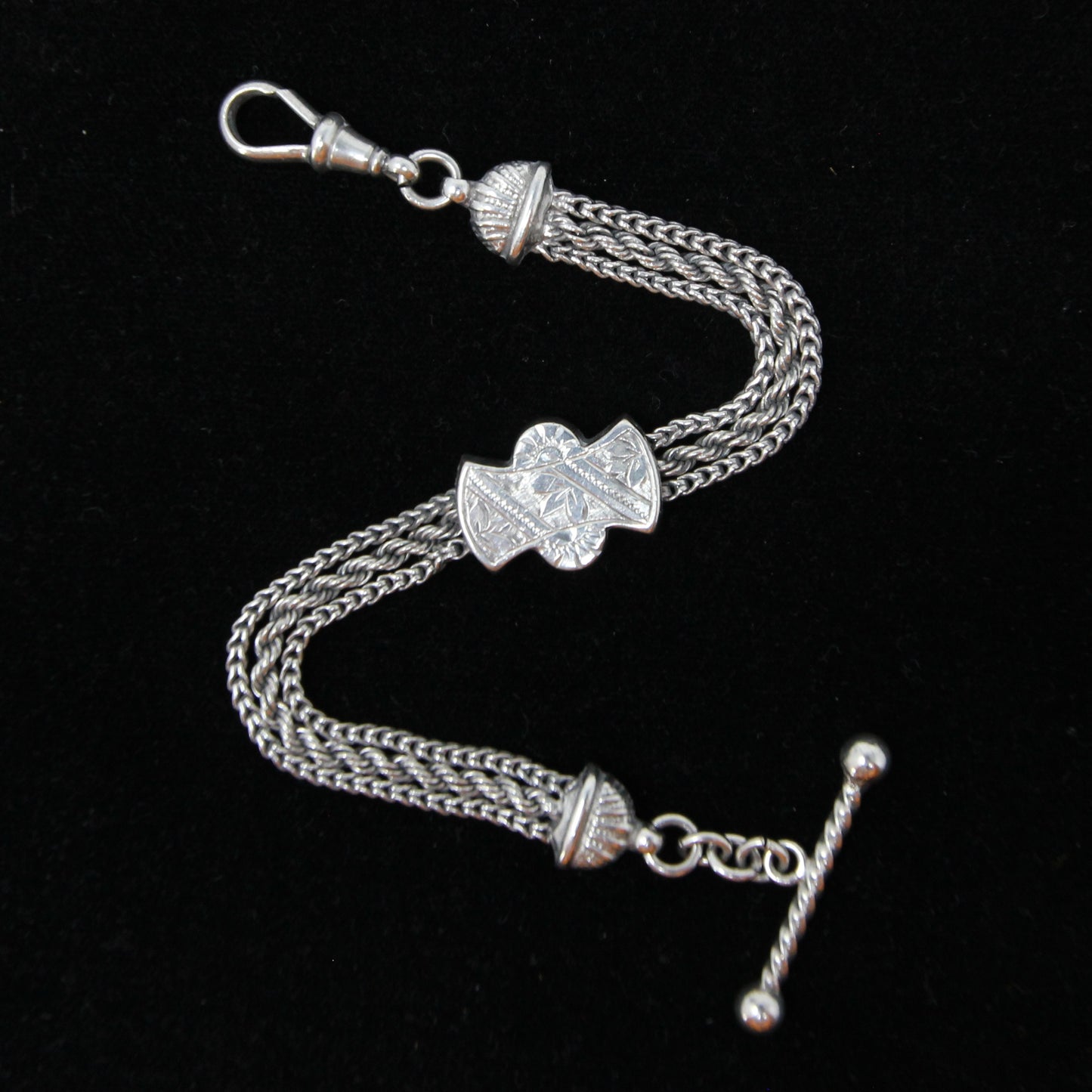 Antique Solid Silver Albertina Fancy Link Chain Bracelet 6.75'' 16g