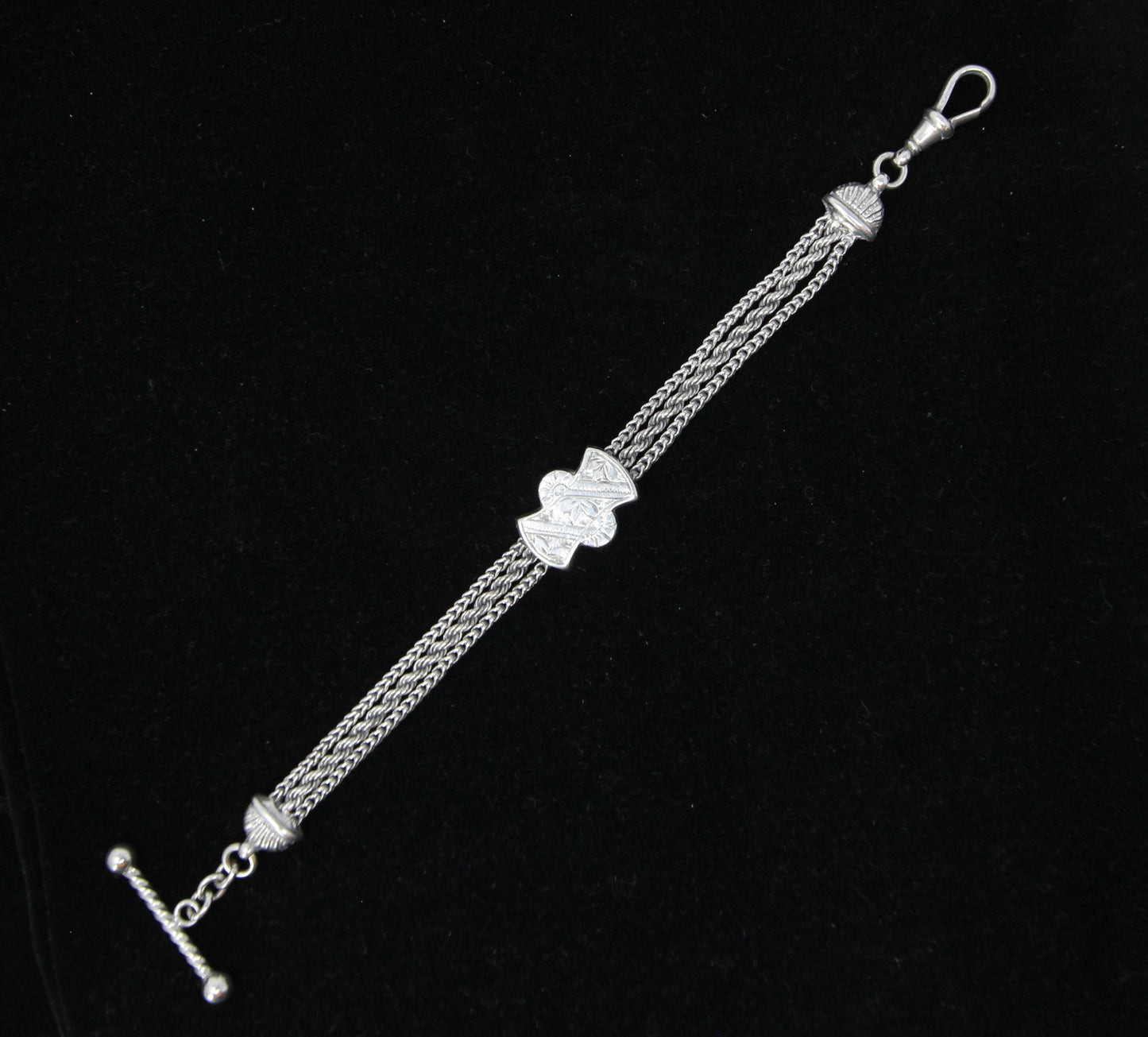 Antique Solid Silver Albertina Fancy Link Chain Bracelet 6.75'' 16g