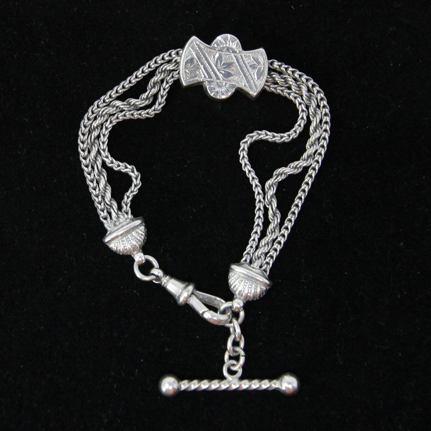 Antique Solid Silver Albertina Fancy Link Chain Bracelet 6.75'' 16g
