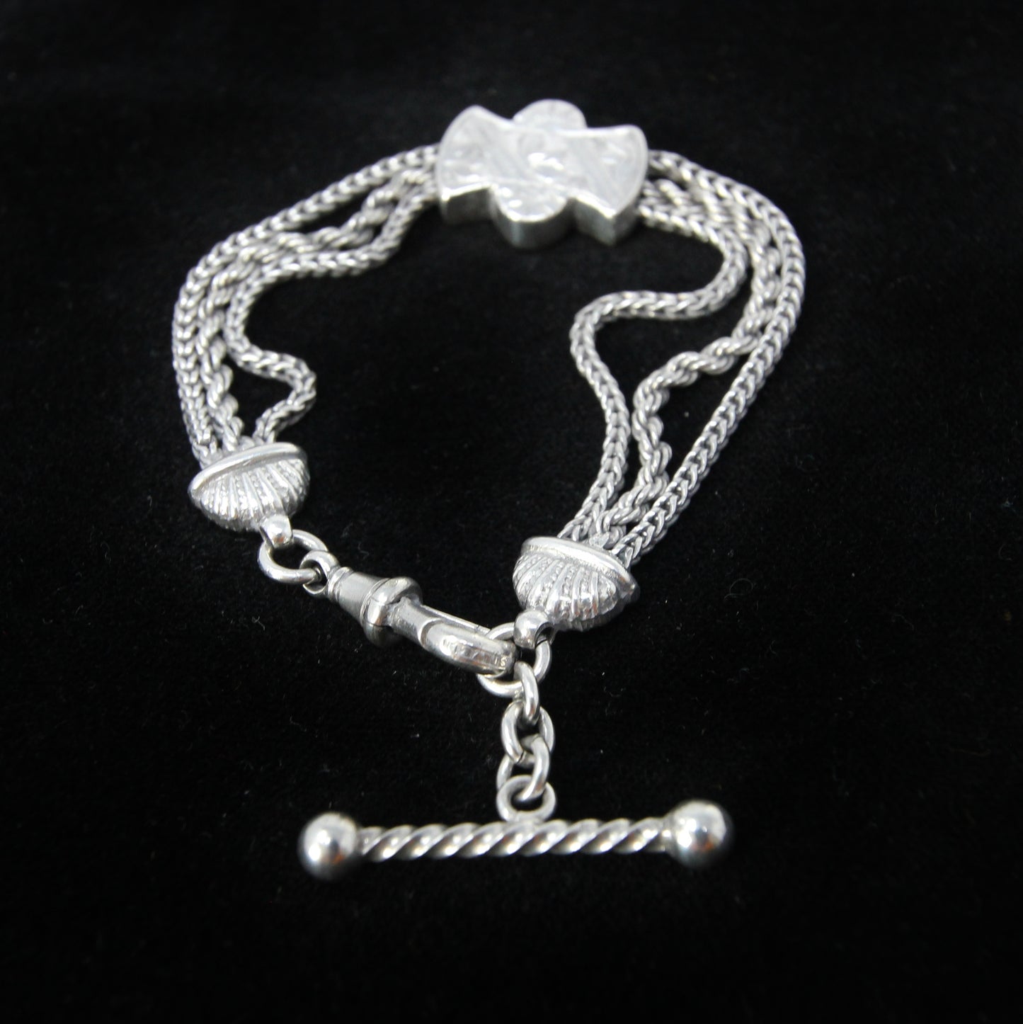Antique Solid Silver Albertina Fancy Link Chain Bracelet 6.75'' 16g