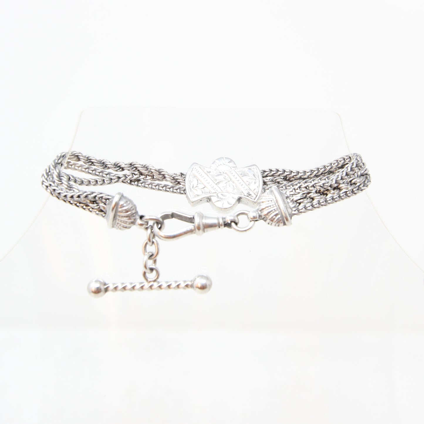 Antique Solid Silver Albertina Fancy Link Chain Bracelet 6.75'' 16g