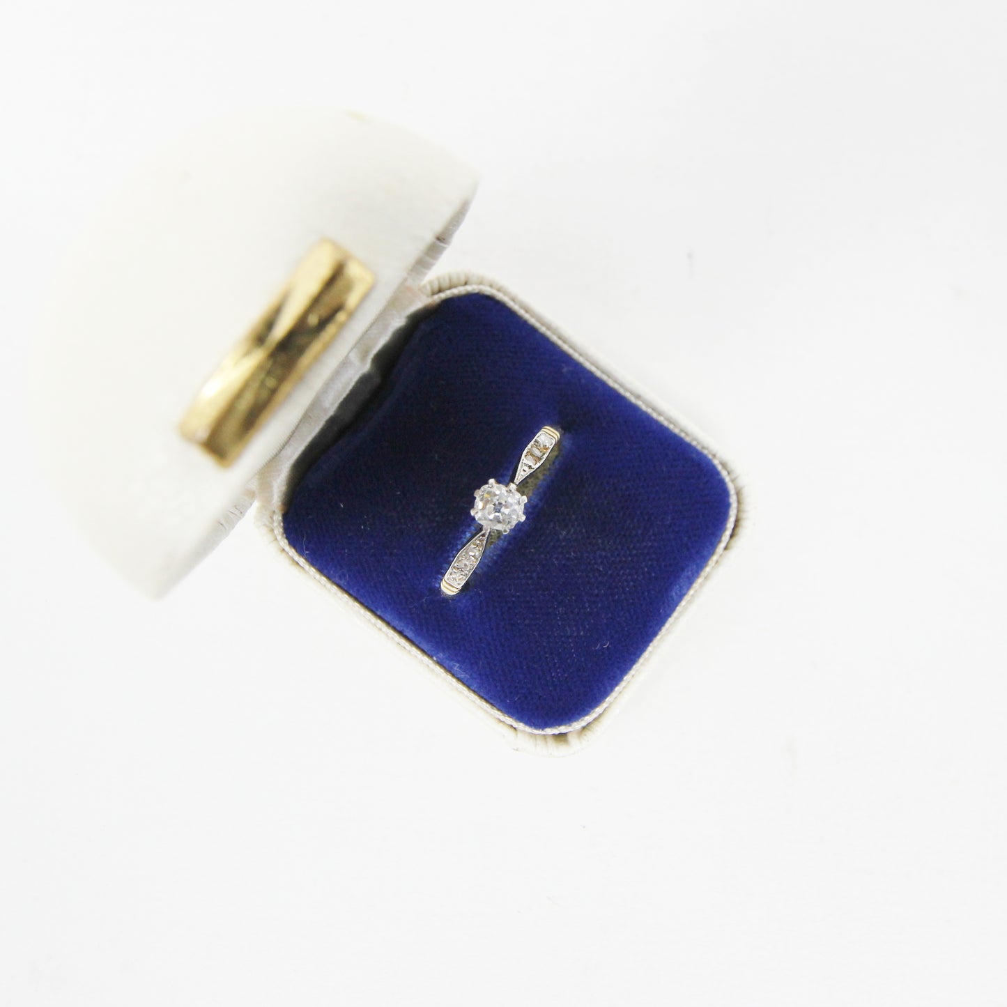 Antique Art Deco Hallmarked Solid 18ct 18k Gold 0.25Ct Diamond Ring Size P