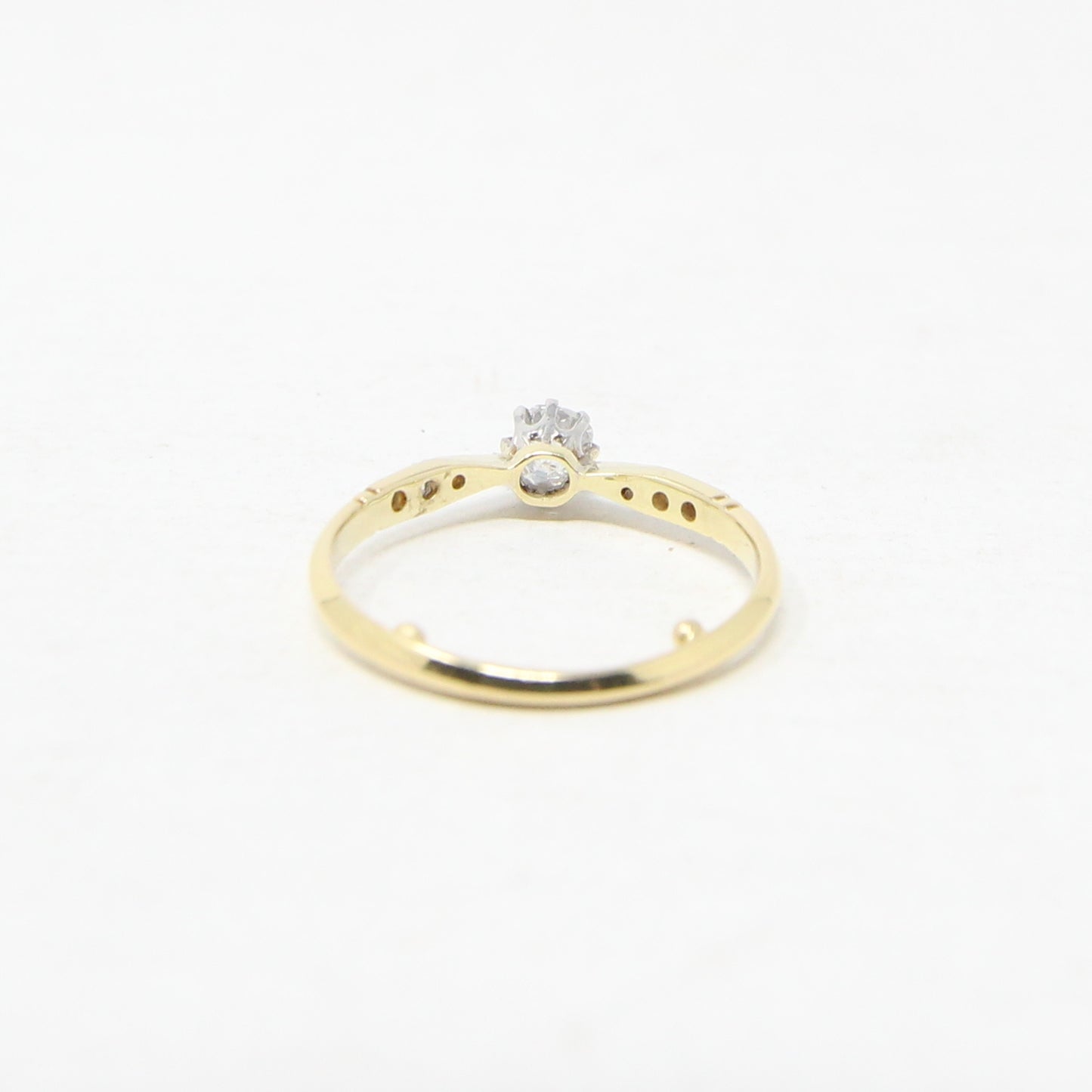 Antique Art Deco Hallmarked Solid 18ct 18k Gold 0.25Ct Diamond Ring Size P