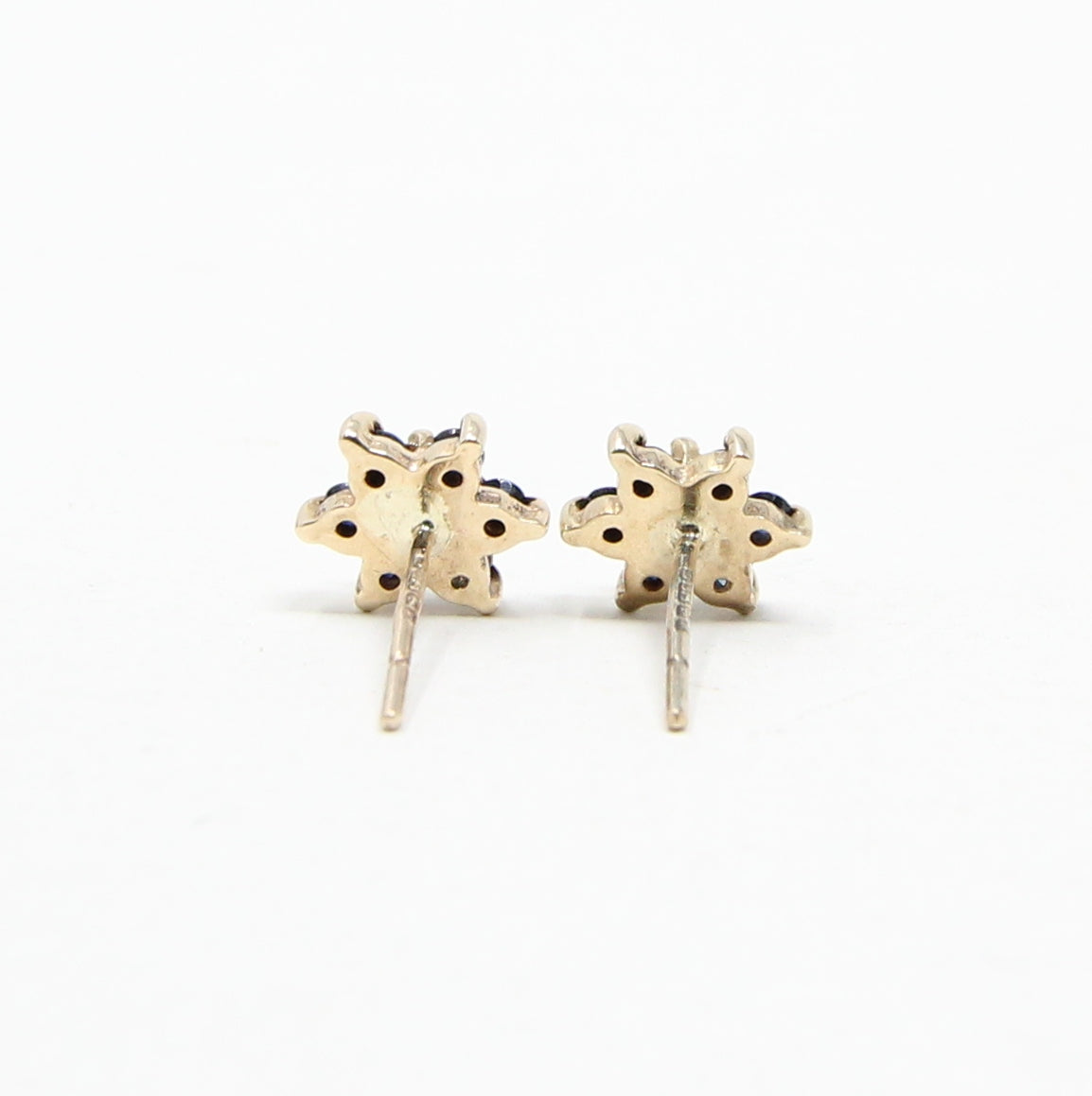 Vintage 1984 Hallmarked Solid 9ct 9k Gold Diamond Sapphire Star Stud Earrings