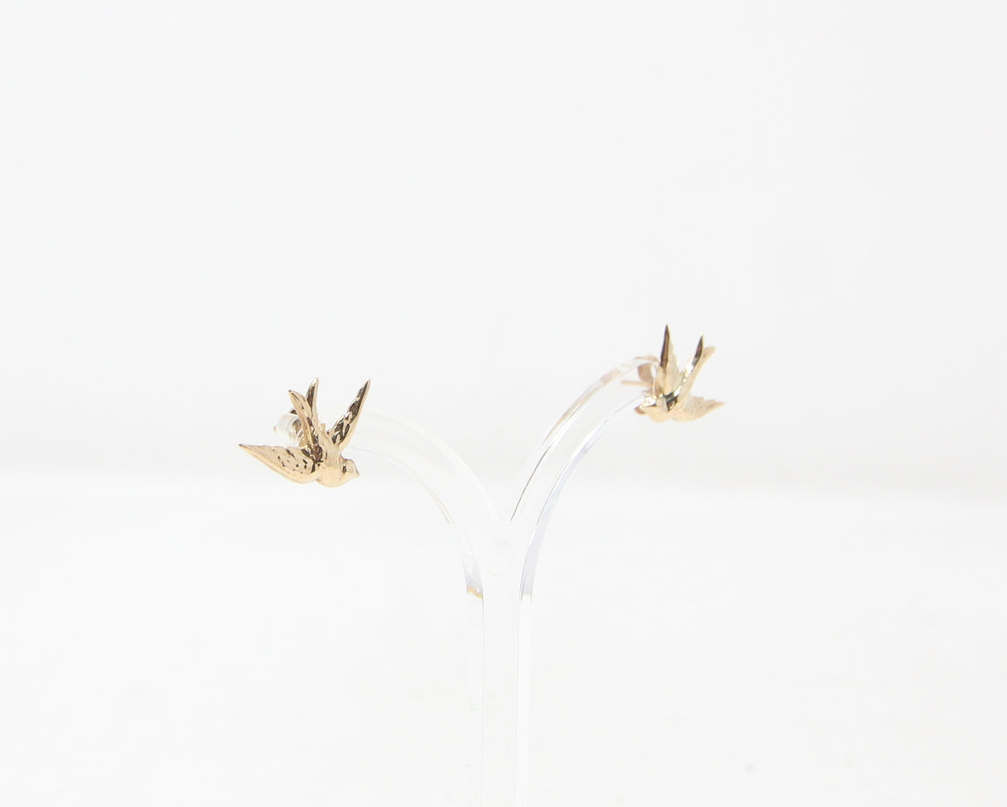 Vintage 1963 Hallmarked Solid 9ct 9k Gold Swallow Bird Stud Earrings