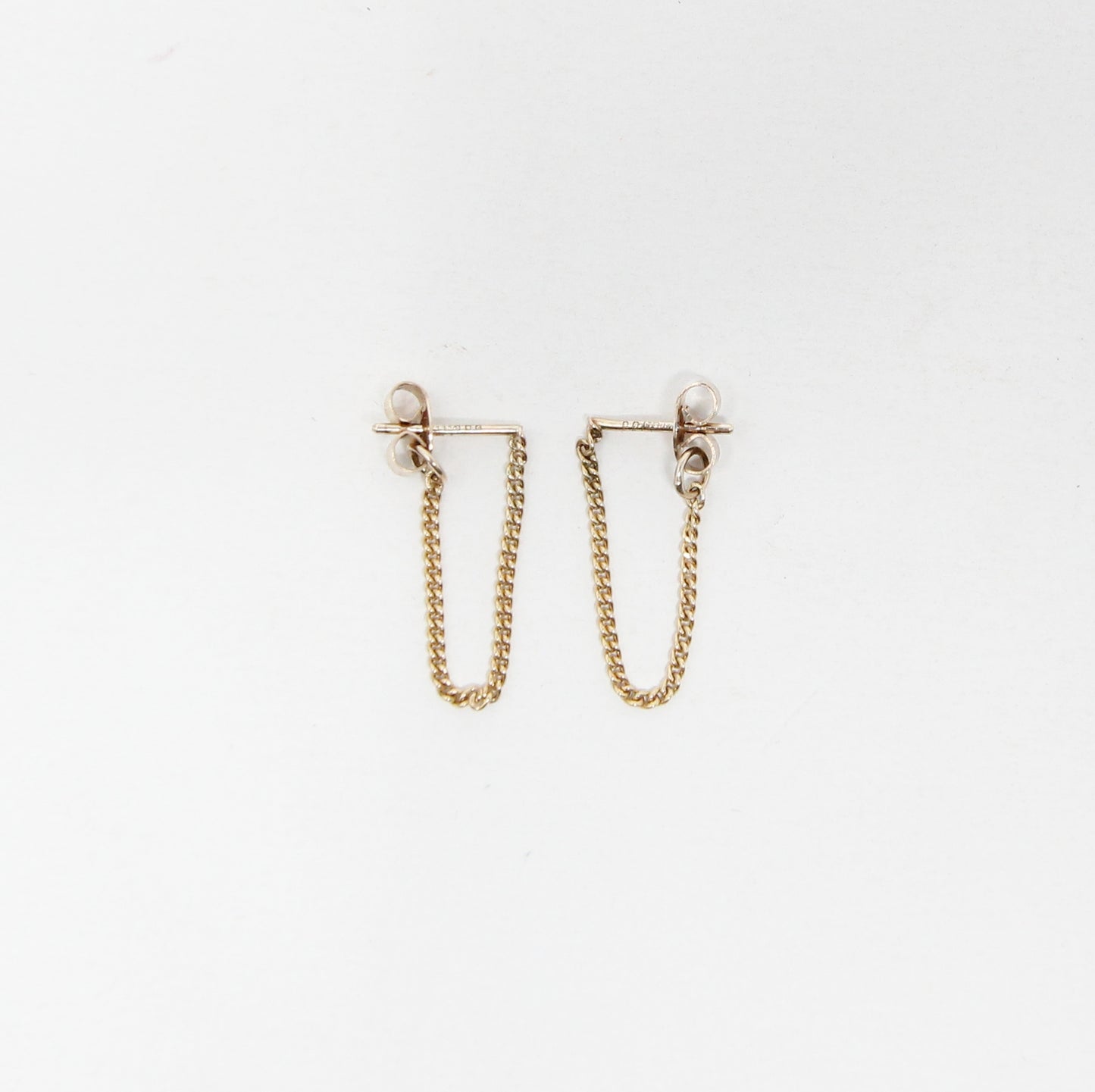 Vintage 1979 Hallmarked Solid 9ct 9k Gold Chain Drop Stud Earrings