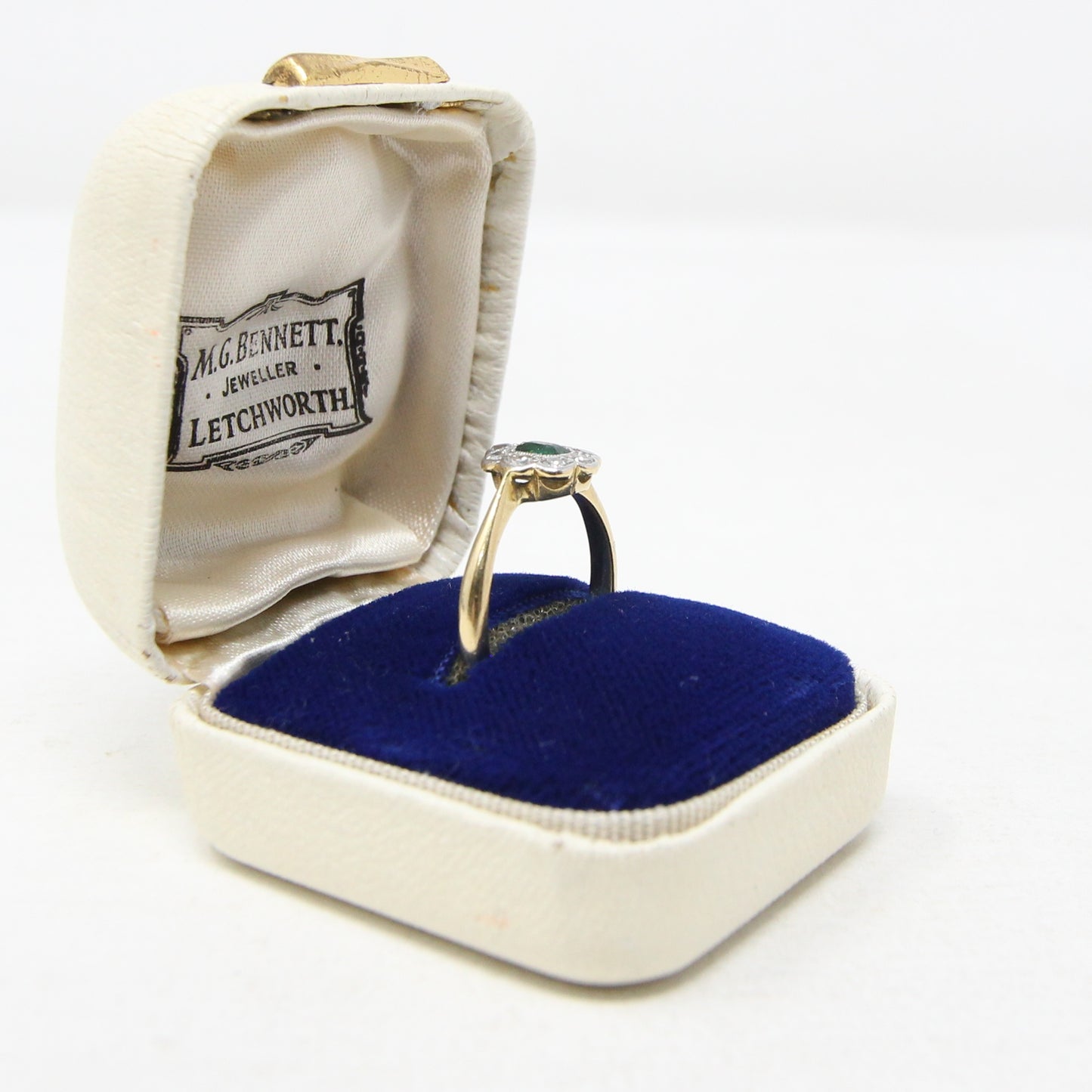 Antique Art Deco Hallmarked Solid 18ct 18k Gold Emerald Diamond Daisy Ring Size M