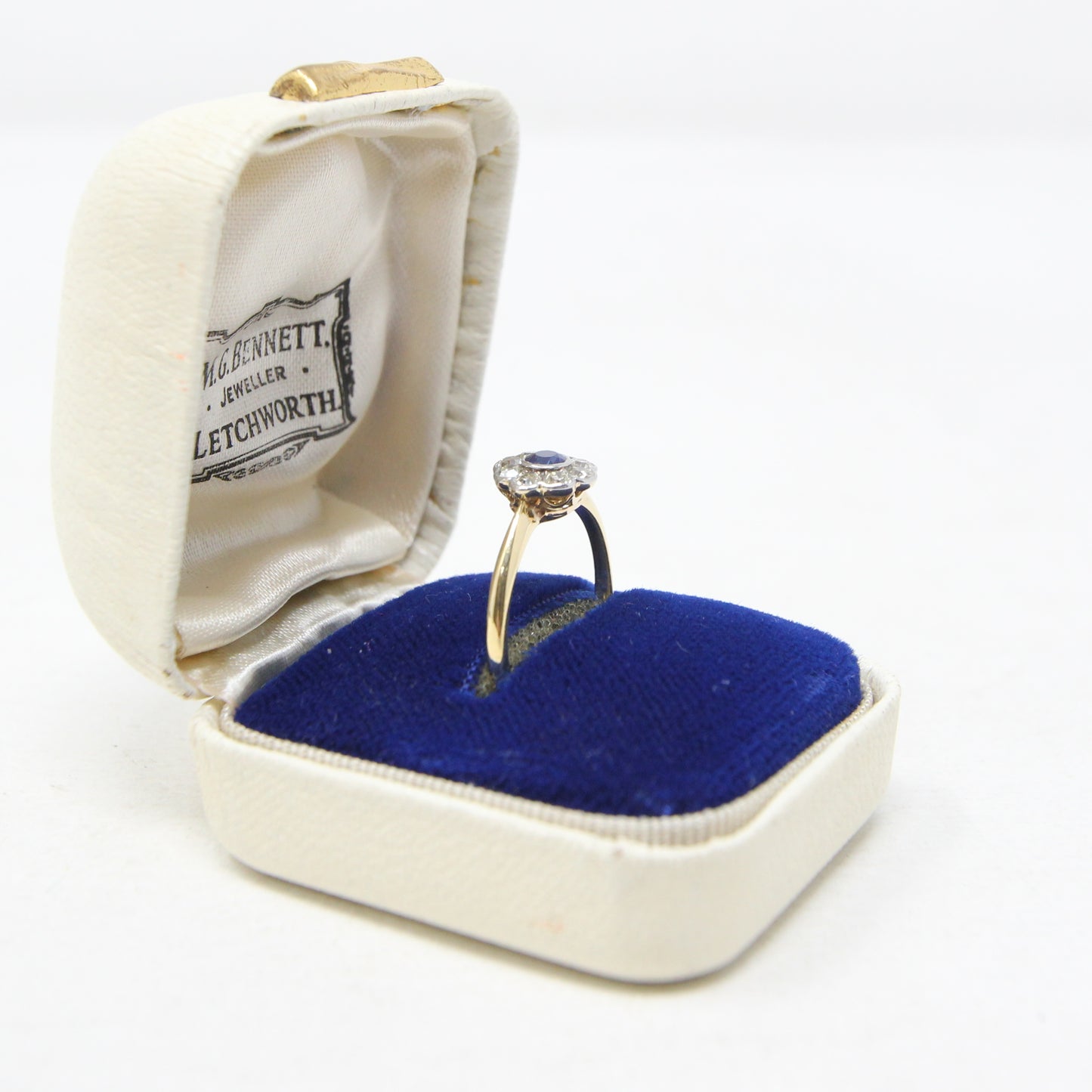 Antique Art Deco Hallmarked Solid 18ct 18k Gold Sapphire Diamond Daisy Ring Size L 1/2
