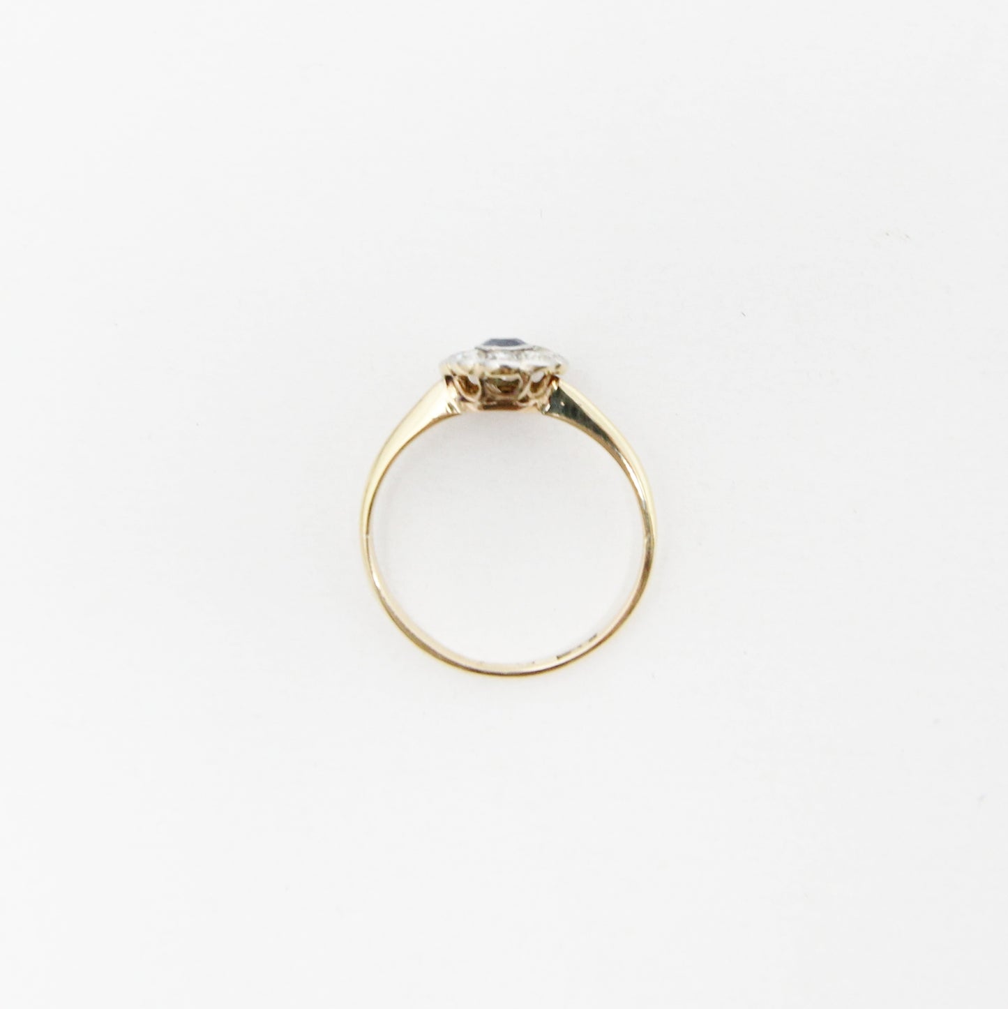 Antique Art Deco Hallmarked Solid 18ct 18k Gold Sapphire Diamond Daisy Ring Size L 1/2