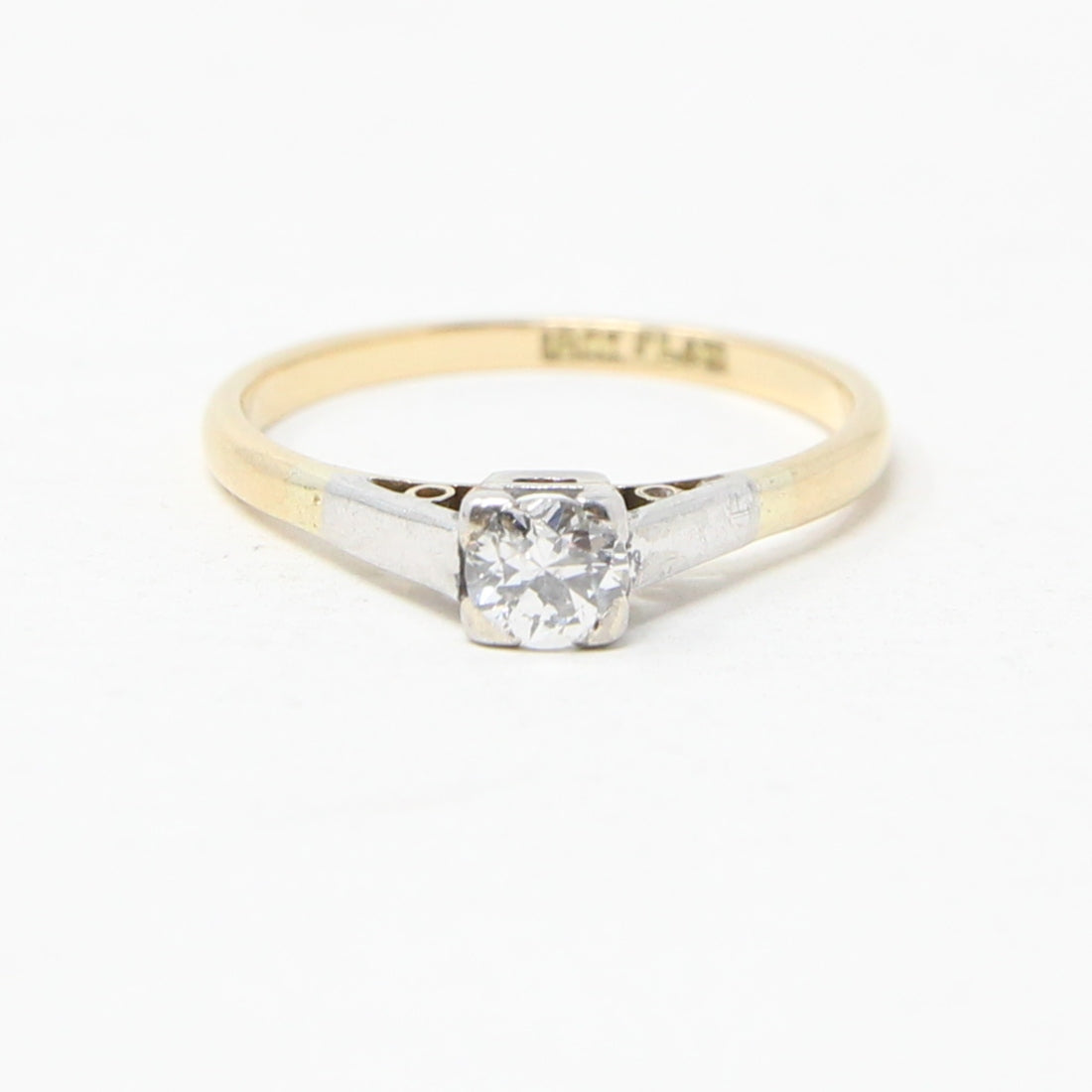 Antique Art Deco Hallmarked Solid 18ct 18k Gold Diamond Solitaire Ring Size M 1/2