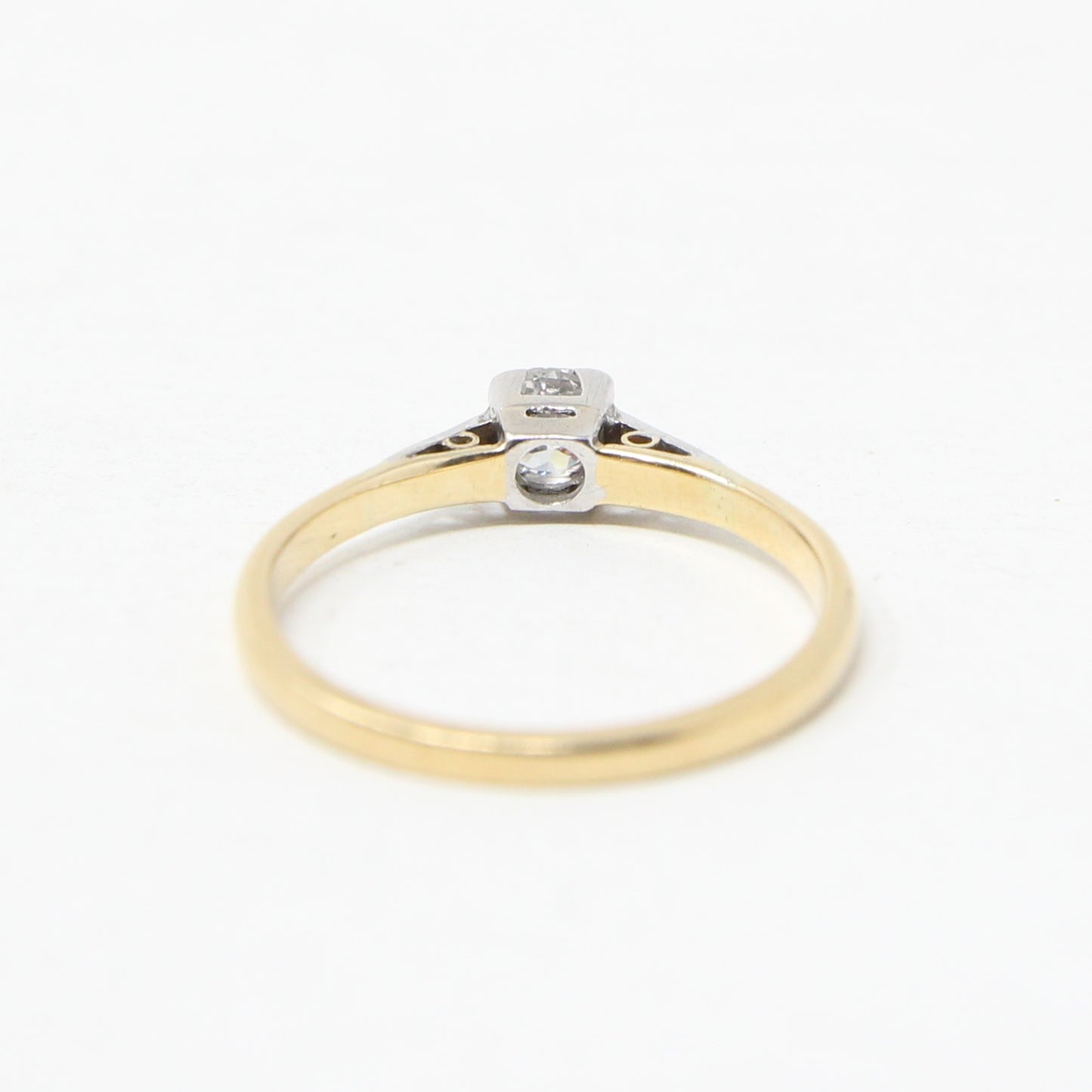 Antique Art Deco Hallmarked Solid 18ct 18k Gold Diamond Solitaire Ring Size M 1/2