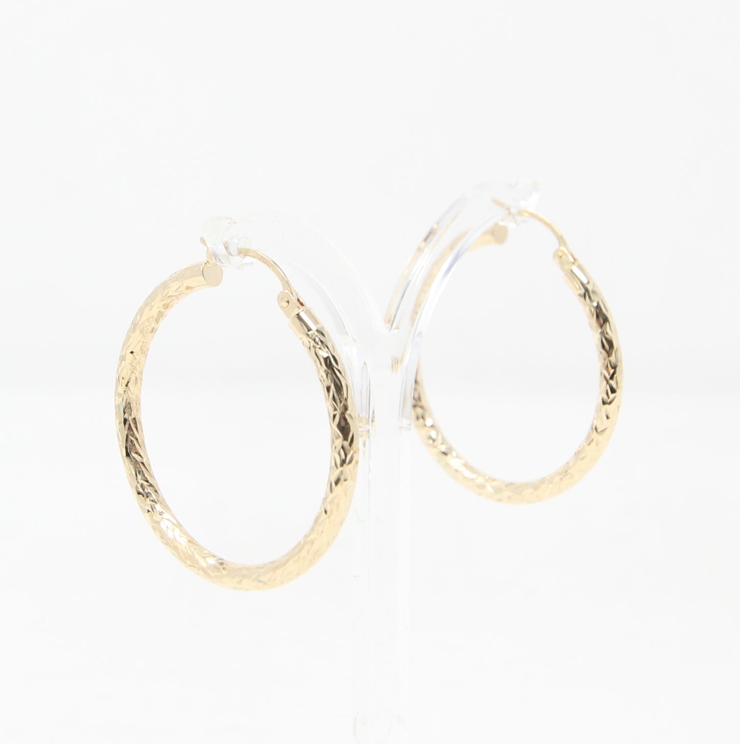 Vintage Hallmarked Solid 14ct 14k Gold Diamond Cut Hoop Earrings Hoops