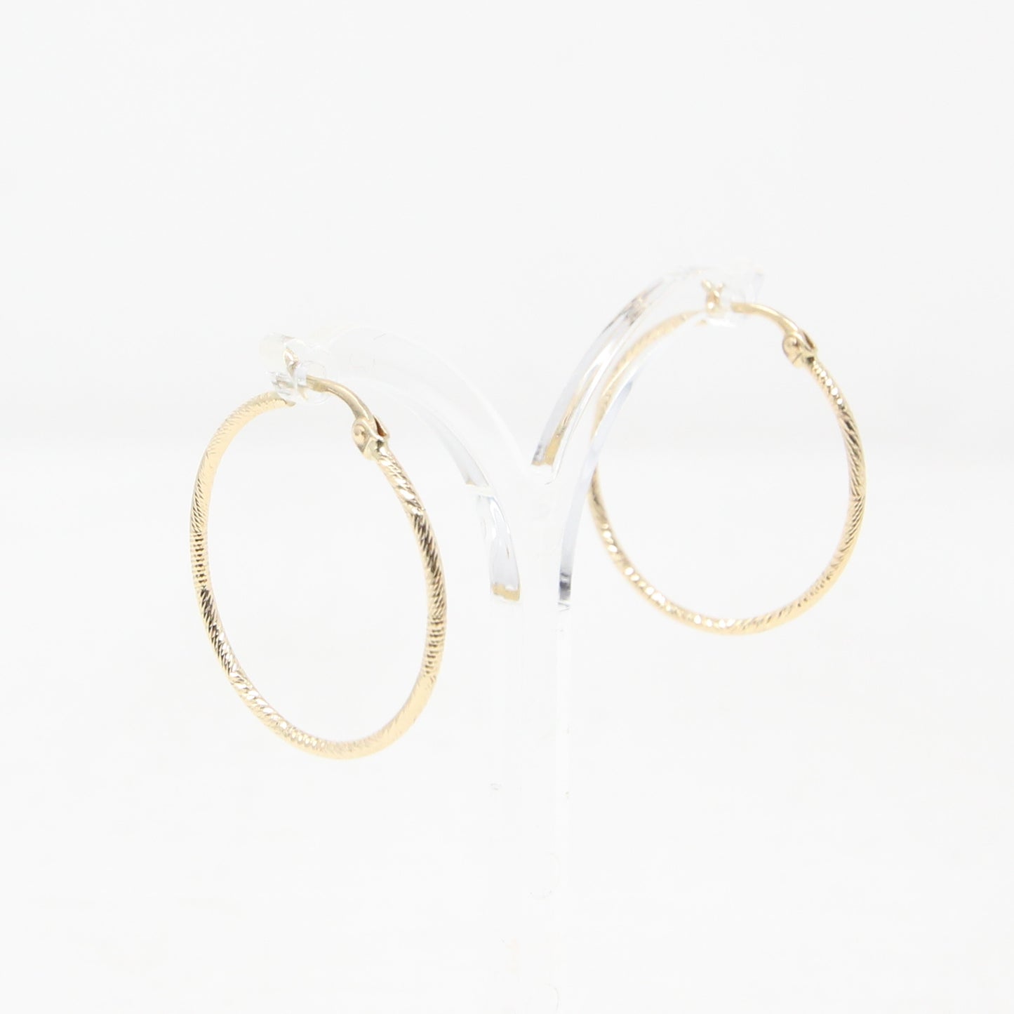 Vintage IBB Hallmarked Solid 14ct 14k Gold Textured Hoop Earrings Hoops
