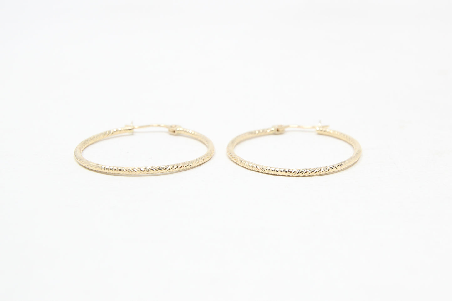 Vintage IBB Hallmarked Solid 14ct 14k Gold Textured Hoop Earrings Hoops