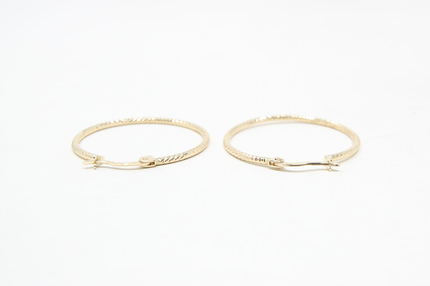 Vintage IBB Hallmarked Solid 14ct 14k Gold Textured Hoop Earrings Hoops