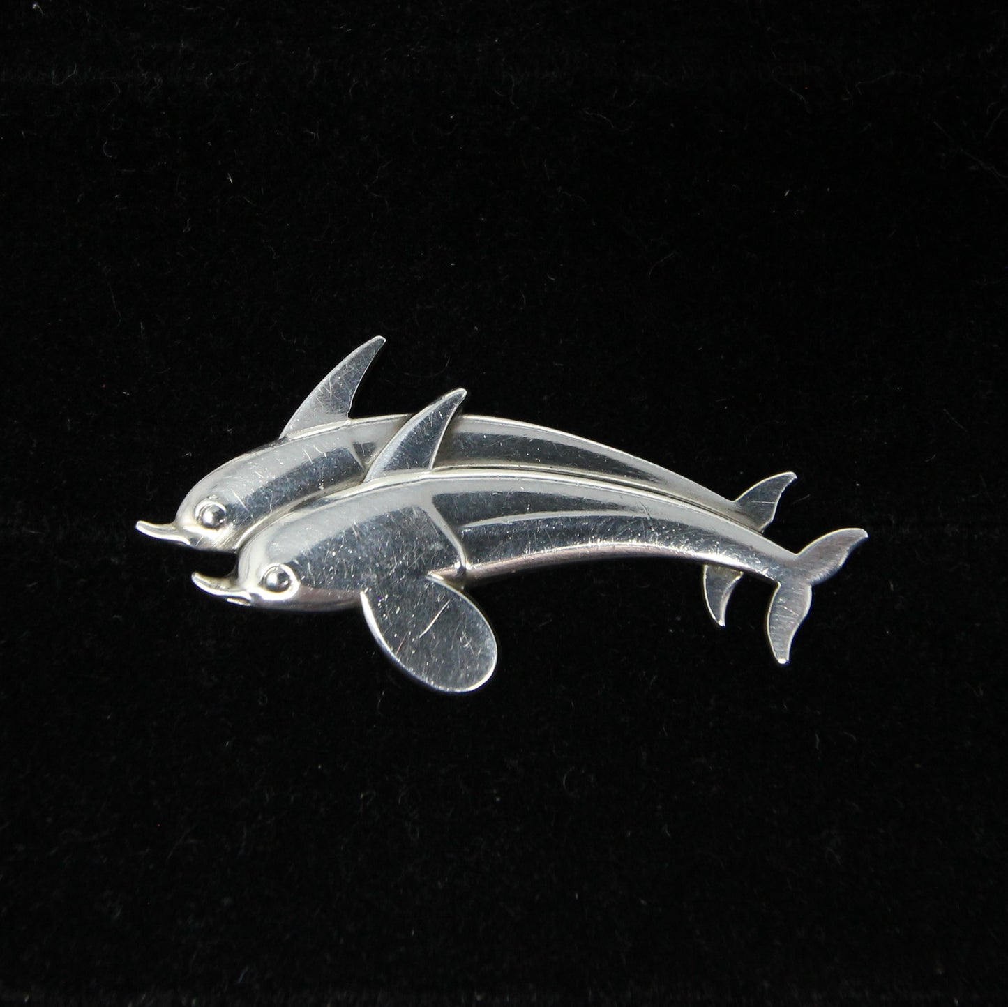 Vintage Mid Century Georg Jensen Denmark Solid Sterling Silver Dolphin Brooch